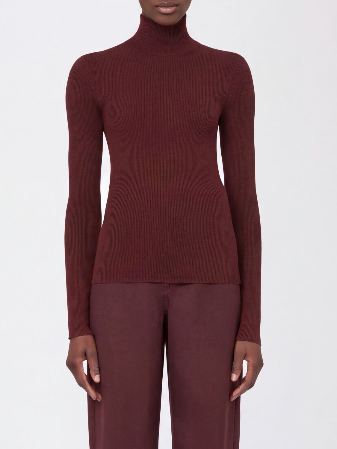 Max Mara Women Max Mara Slim Fit Ribbed Pure Virgin Wool Turtleneck MAX MARA
