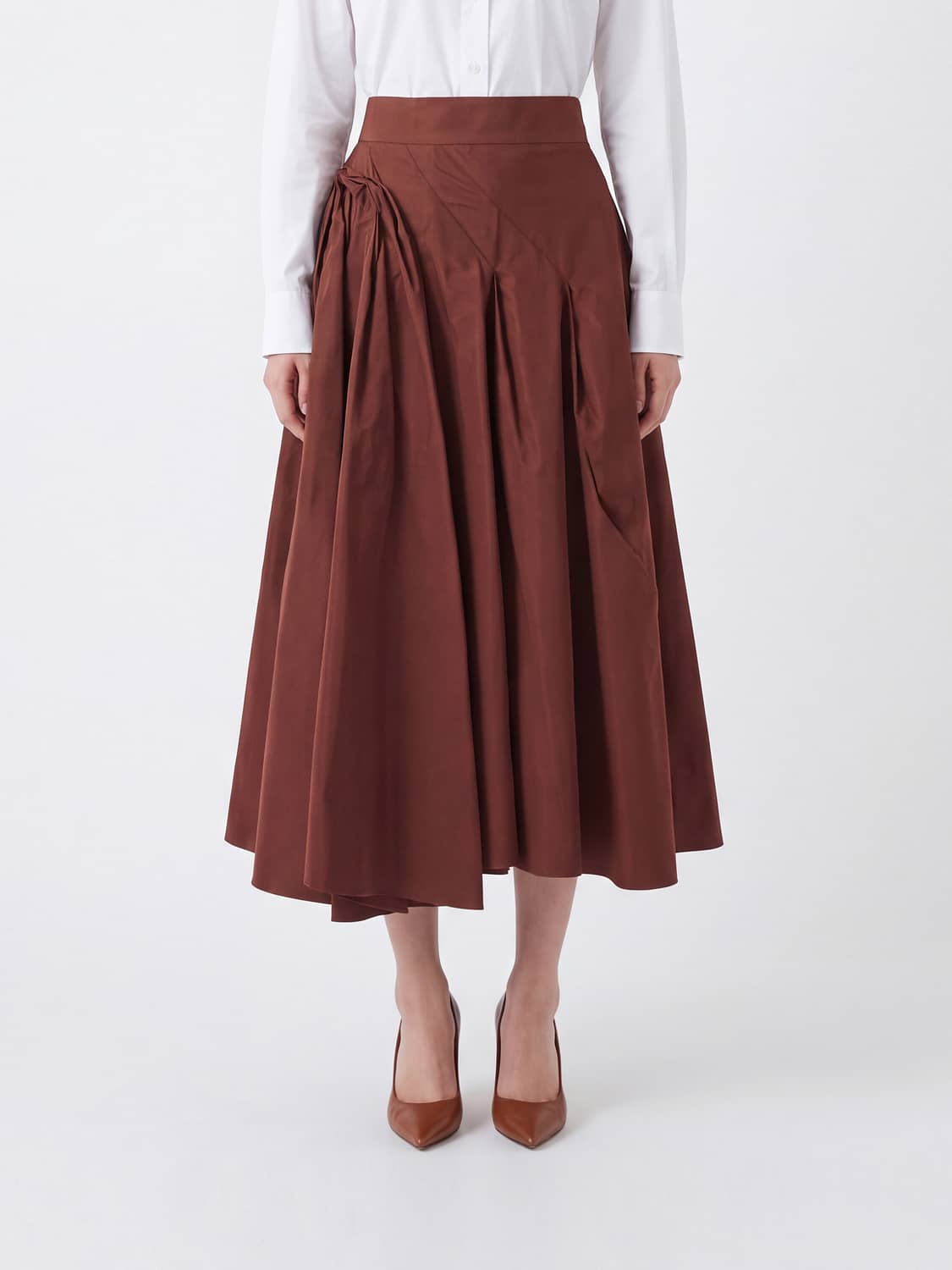 Max Mara Women High-Waisted Pleated Midi Skirt Max Mara In A Silk Blend MAX MARA