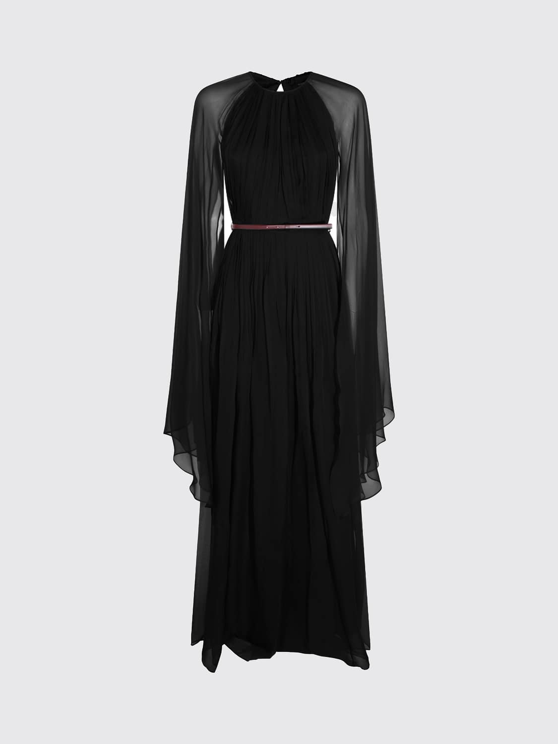 Max Mara Women Max Mara Long-Sleeved Silk Evening Gown With Belt MAX MARA