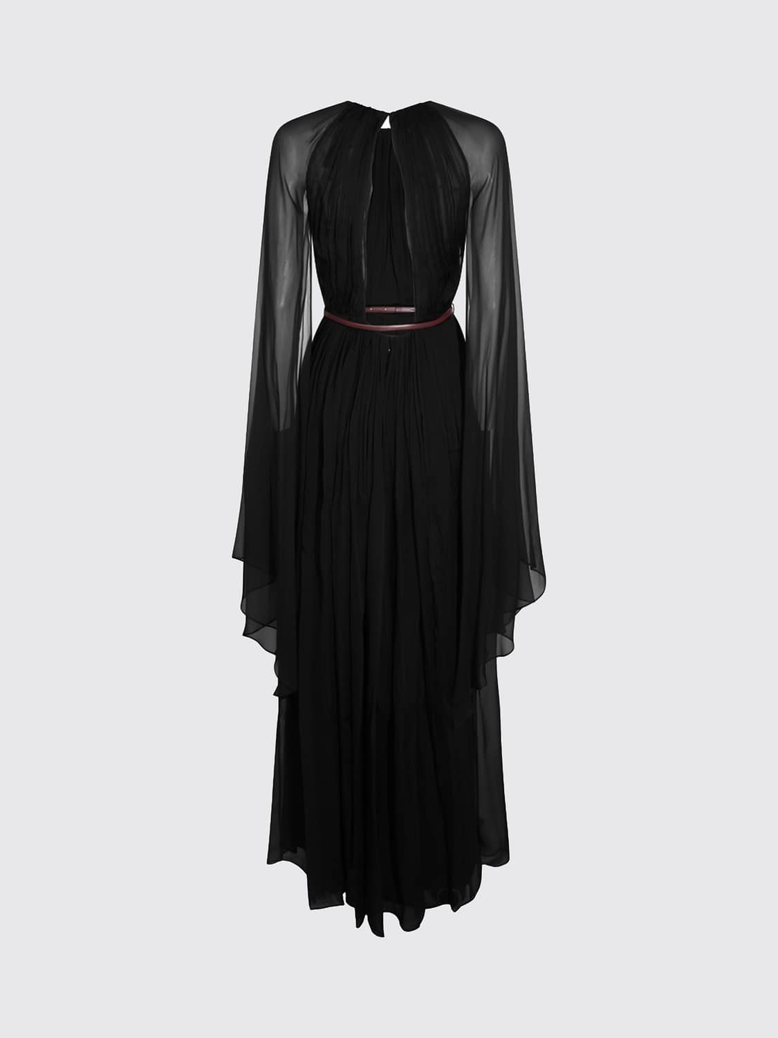 Max Mara Women Max Mara Long-Sleeved Silk Evening Gown With Belt MAX MARA