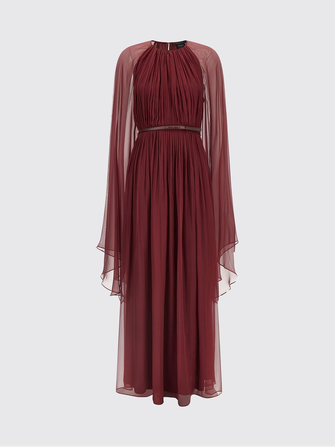 Max Mara Women Max Mara Long-Sleeved Silk Evening Gown With Belt MAX MARA