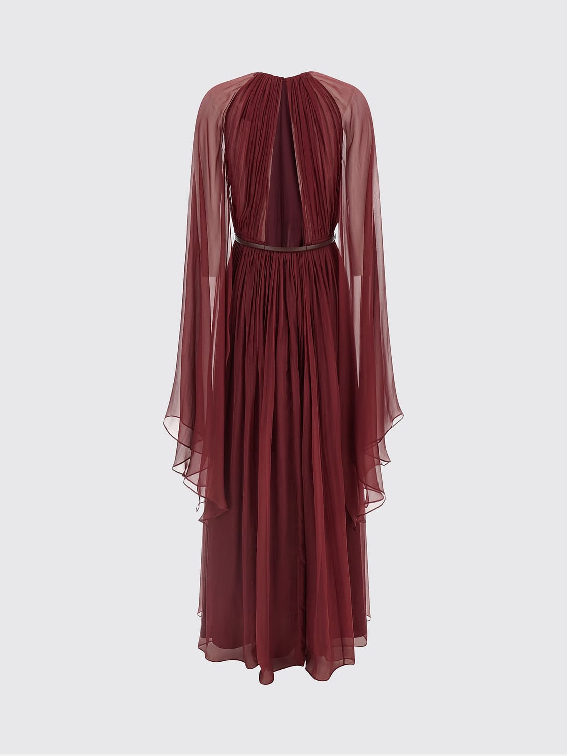 Max Mara Women Max Mara Long-Sleeved Silk Evening Gown With Belt MAX MARA
