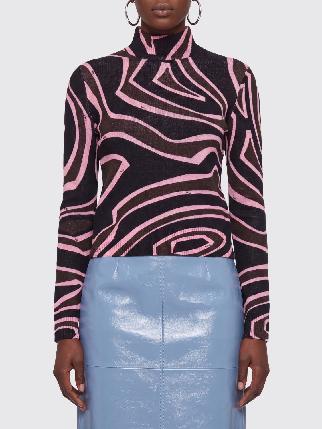 Pucci Women Pucci Abstract-Print Wool-Blend Slim Fit Turtleneck Jumper PUCCI