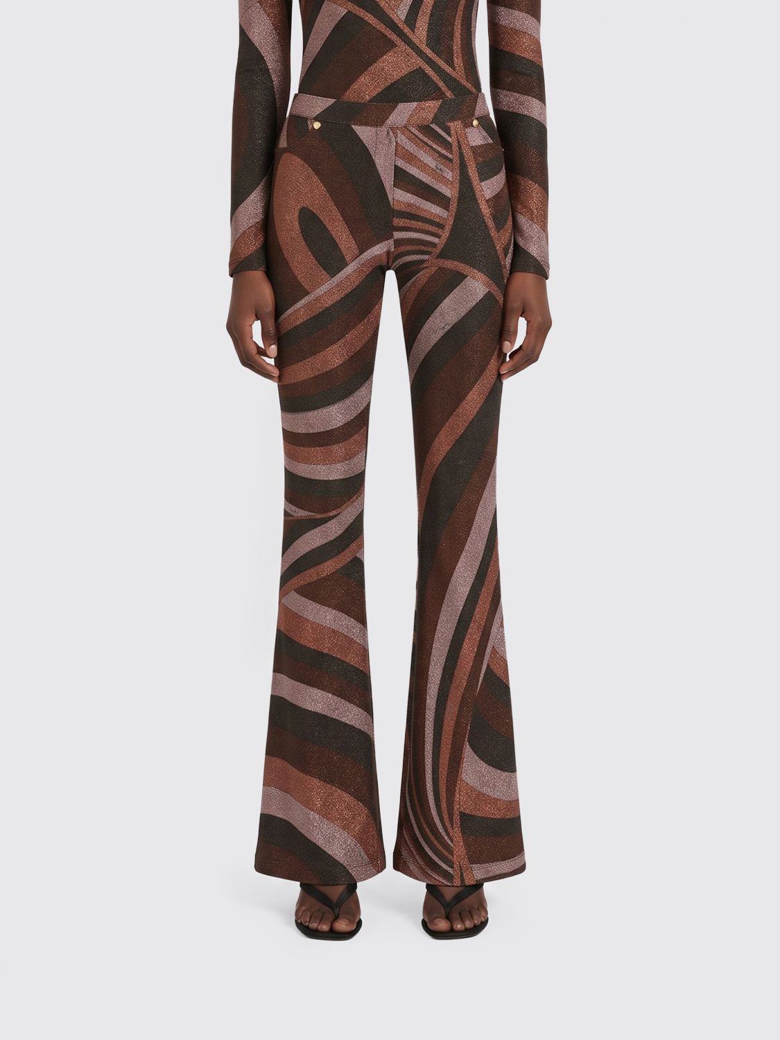 Pucci Women Iride Abstract Print Lurex Jersey Flared Trousers Pucci PUCCI
