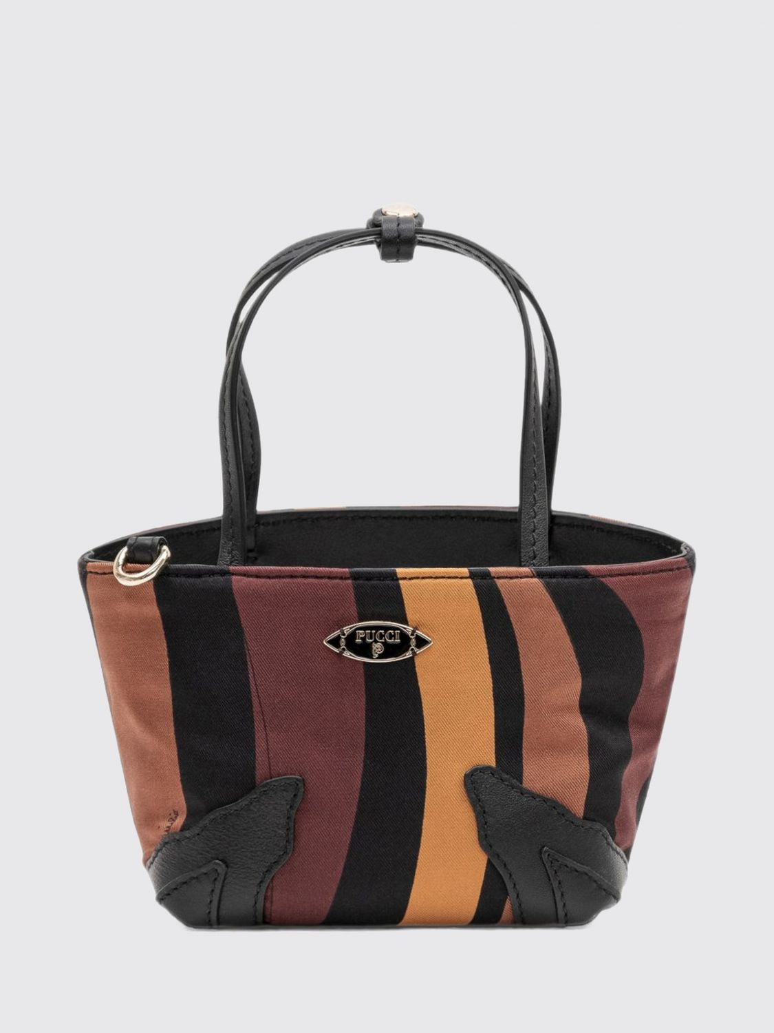 Pucci Women Pucci Palio Handbag In Multicolor Striped Silk With Double Leather Handles PUCCI