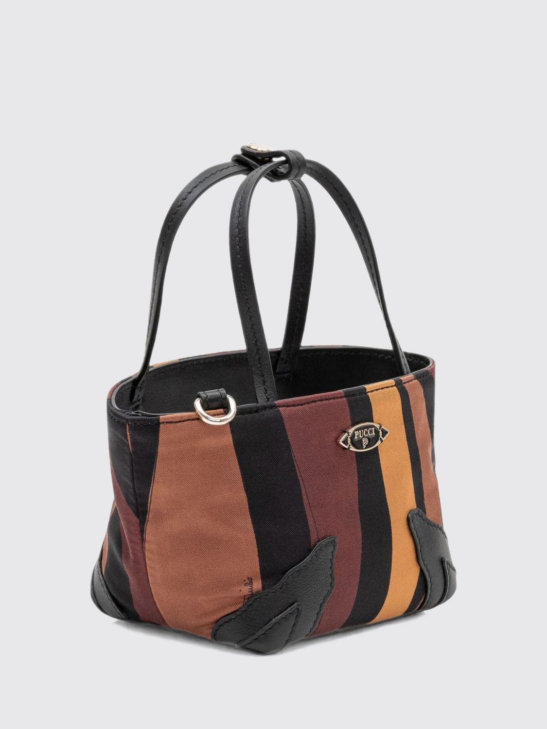 Pucci Women Pucci Palio Handbag In Multicolor Striped Silk With Double Leather Handles PUCCI