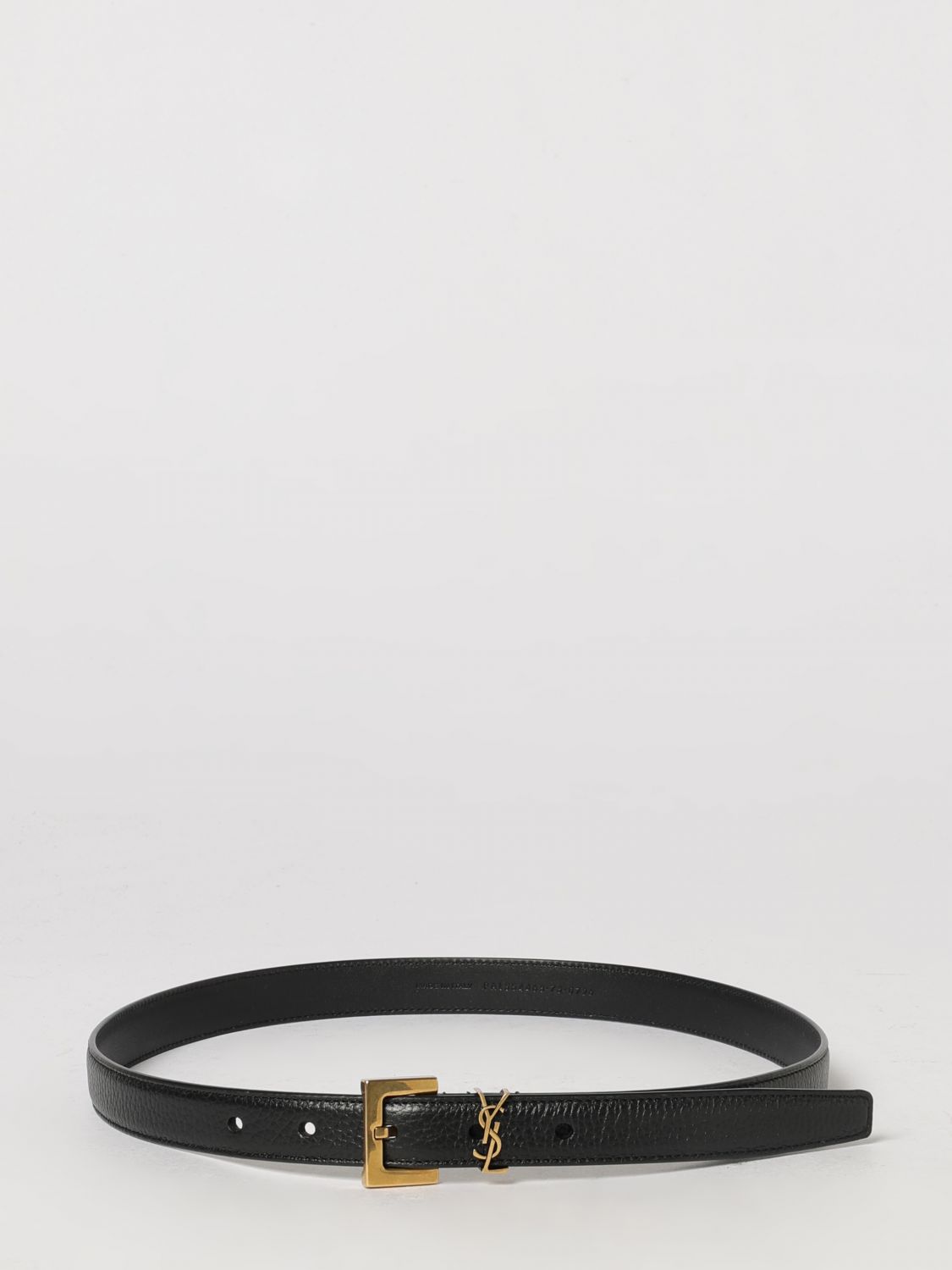 Saint Laurent Women Saint Laurent Cassandre Slim Hammered Leather Belt With Ysl Monogram SAINT LAURENT