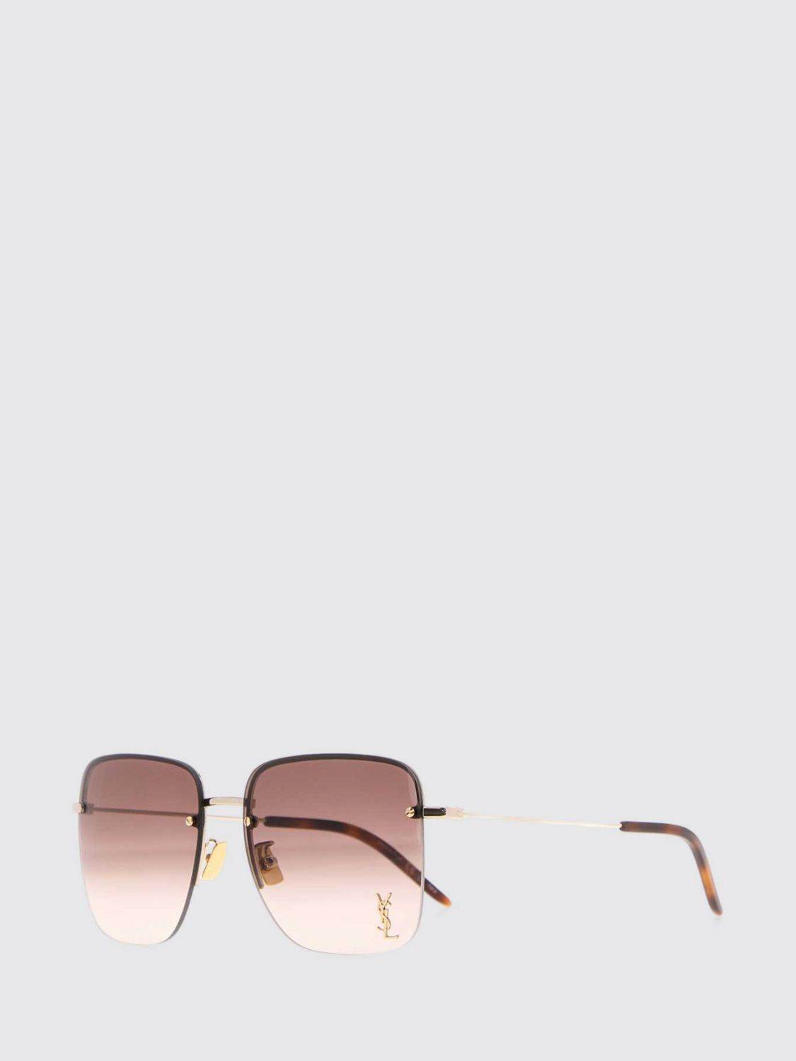 Saint Laurent Women Saint Laurent Rectangular Metal Sunglasses With Ysl Monogram SAINT LAURENT
