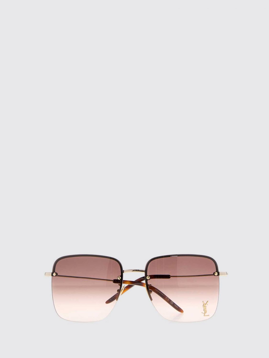 Saint Laurent Women Saint Laurent Rectangular Metal Sunglasses With Ysl Monogram SAINT LAURENT