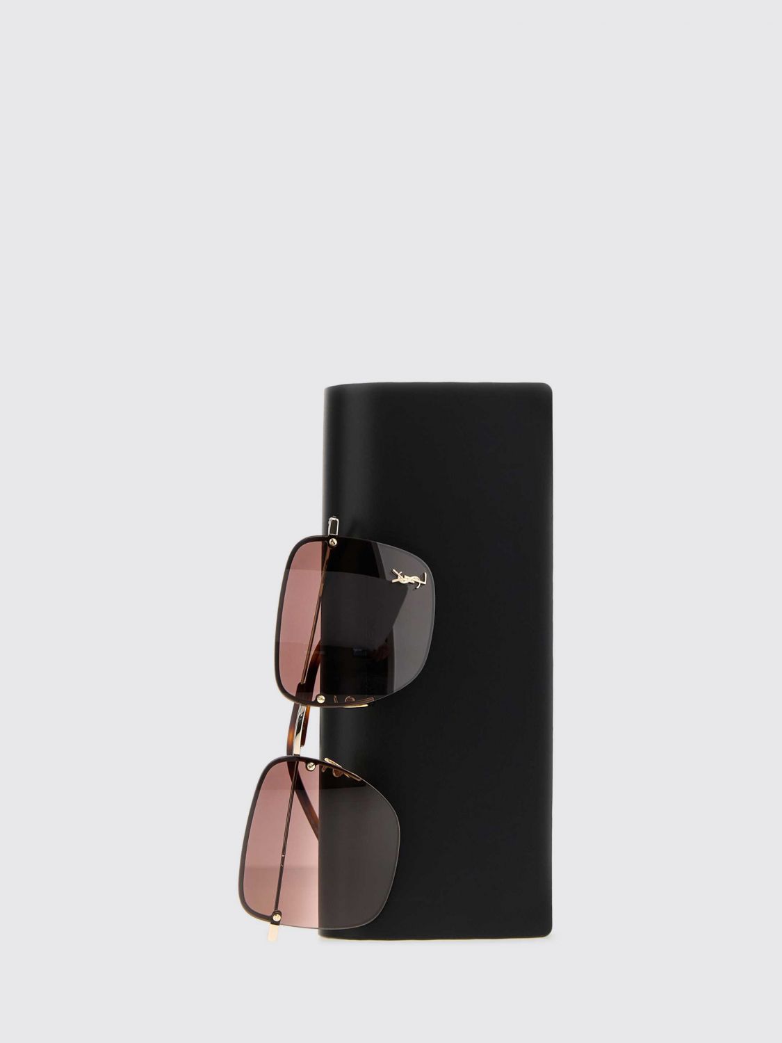 Saint Laurent Women Saint Laurent Rectangular Metal Sunglasses With Ysl Monogram SAINT LAURENT