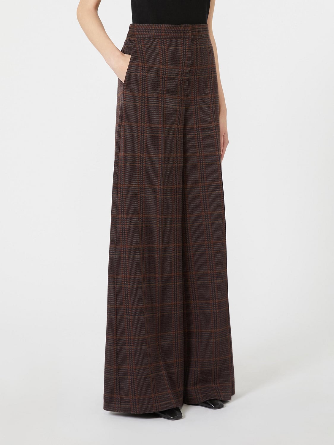 Max Mara Women High-Waisted Prince Of Wales Palazzo Trousers Max Mara In Wool And Cotton MAX MARA