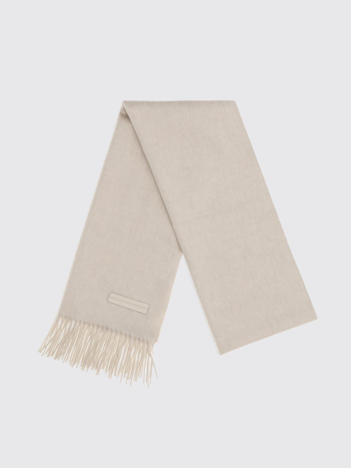 Zegna Men Zegna Rectangular 100% Cashmere Scarf With Fringed Hem And Logo ZEGNA