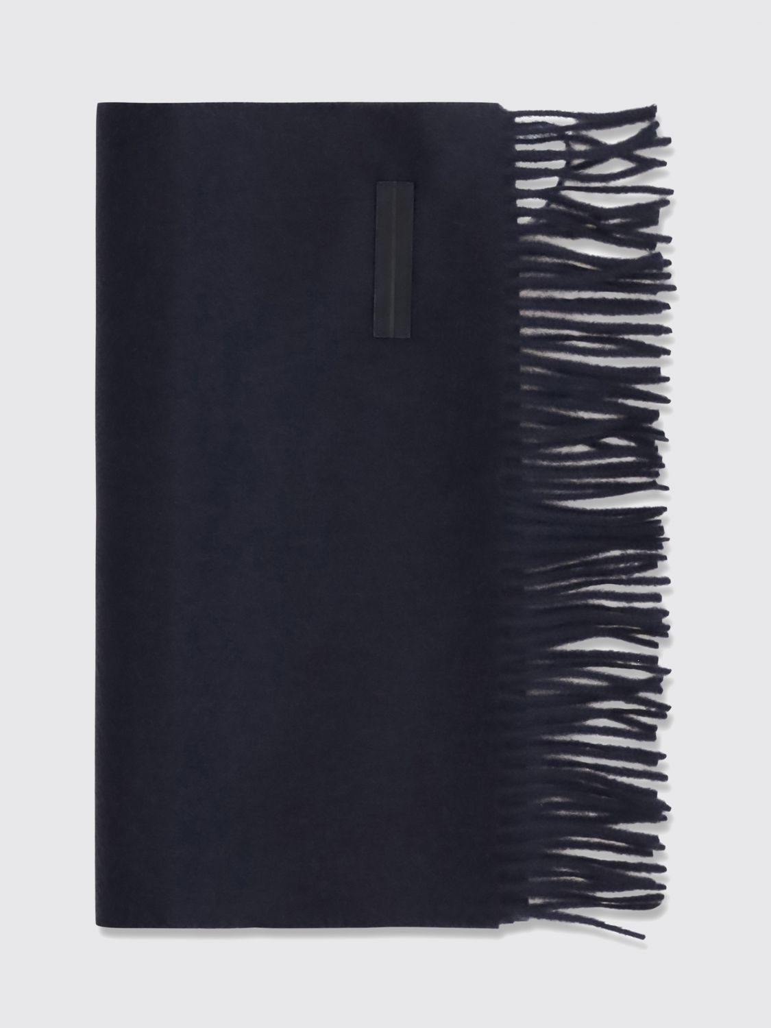 Zegna Men Zegna Rectangular 100% Cashmere Scarf With Fringed Hem And Logo ZEGNA