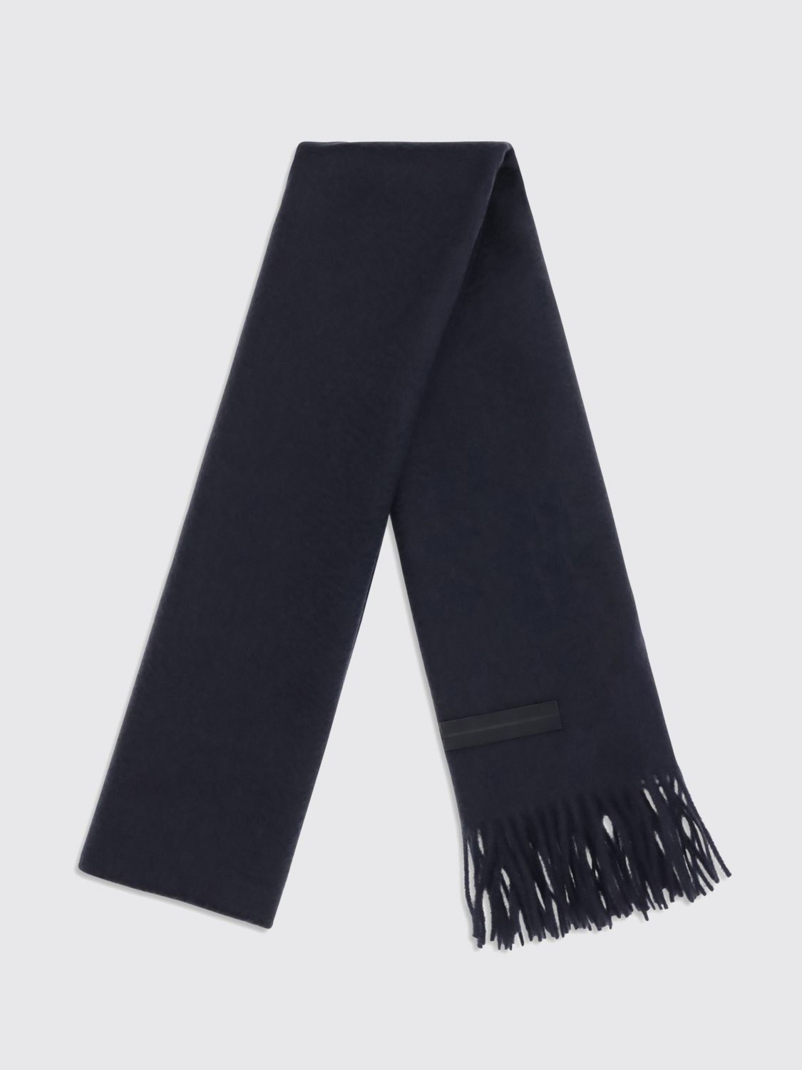 Zegna Men Zegna Rectangular 100% Cashmere Scarf With Fringed Hem And Logo ZEGNA