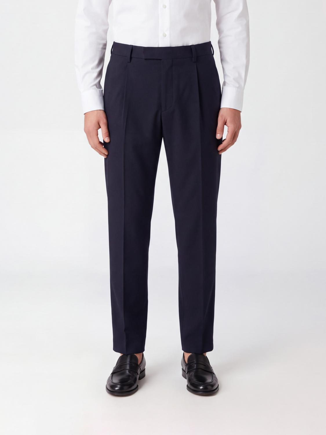 Zegna Men Zegna Slim Fit Cotton Tailored Trousers With Pleats ZEGNA