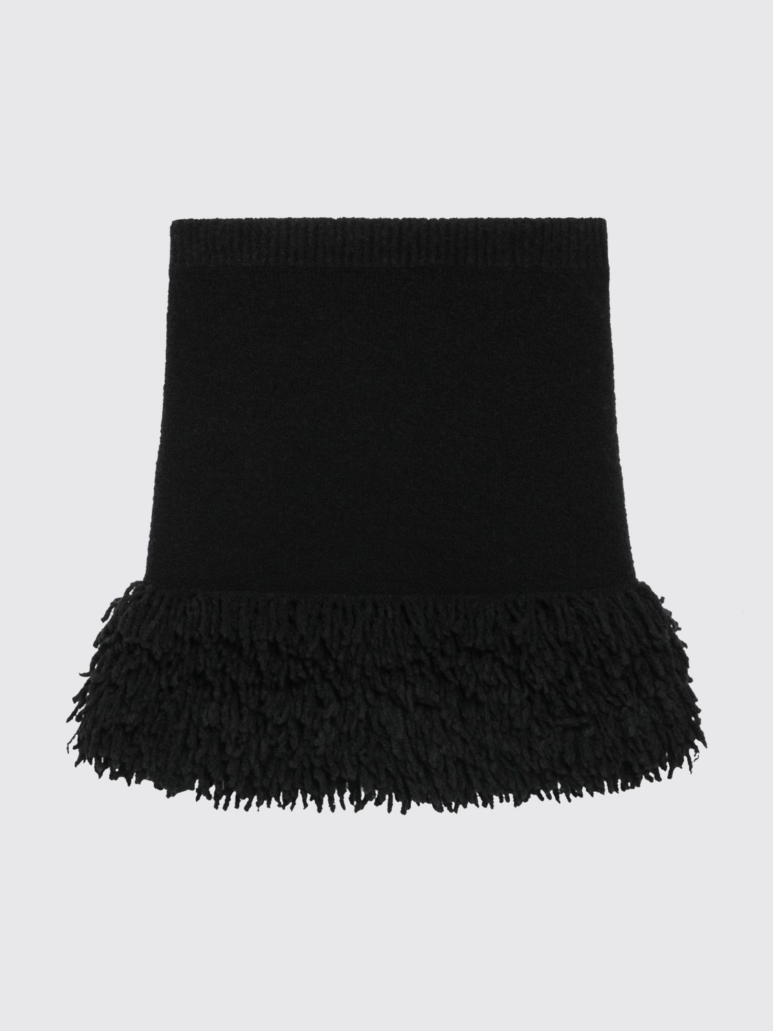 Loewe Women Loewe Wool-Blend Knit Pencil Miniskirt With Fringes LOEWE
