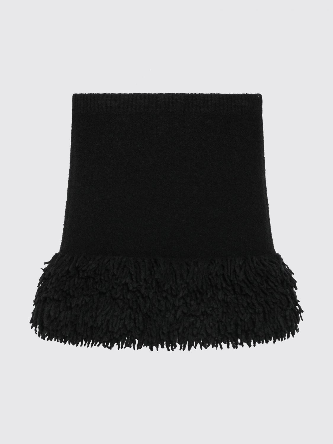 Loewe Women Loewe Wool-Blend Knit Pencil Miniskirt With Fringes LOEWE