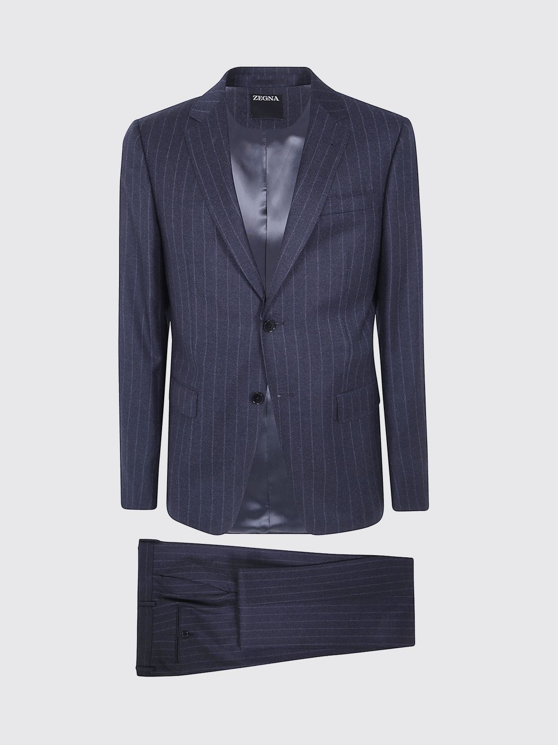 Zegna Men Zegna Pinstripe-Pattern Pure Wool Single-Breasted Suit ZEGNA