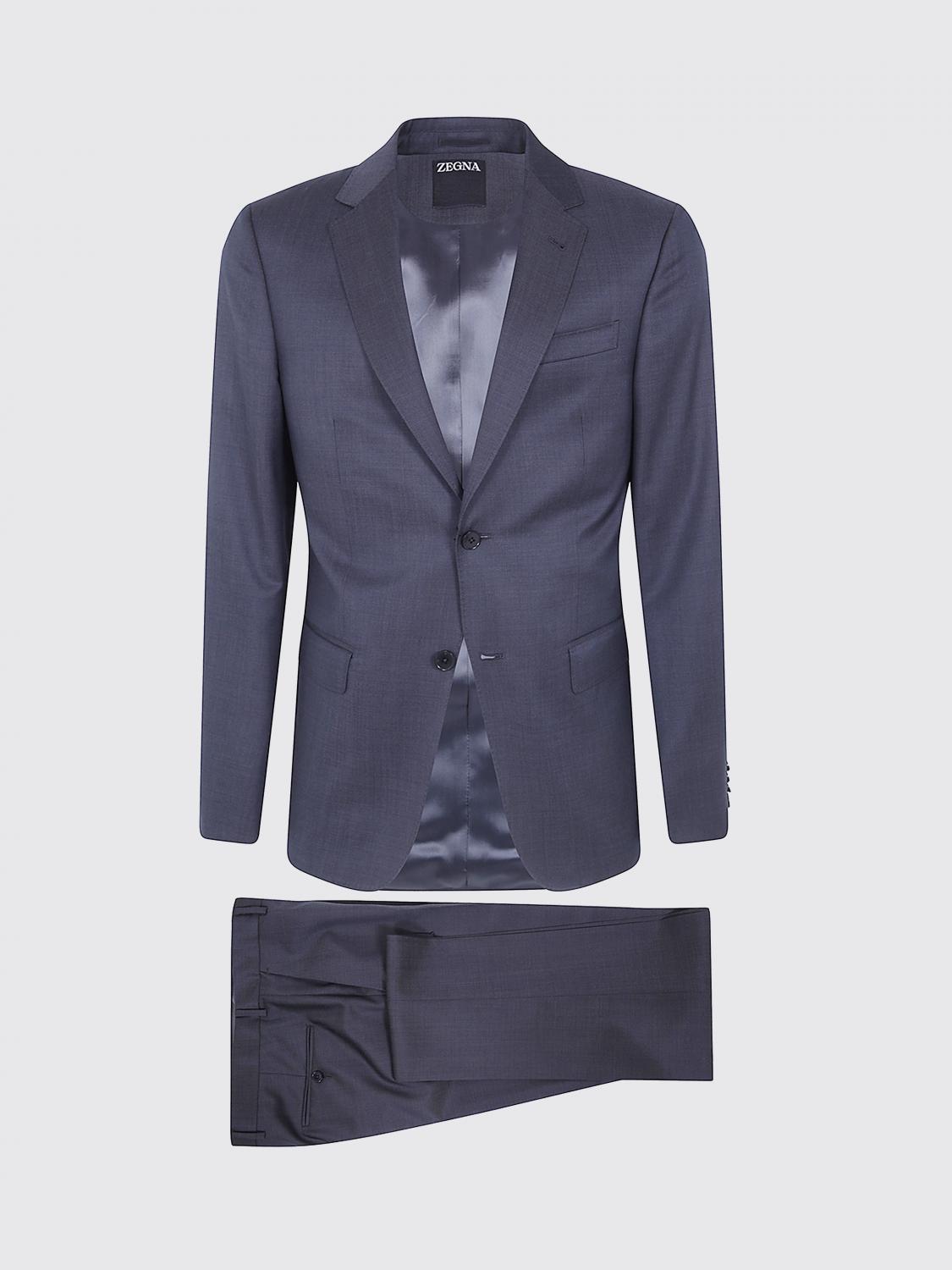 Zegna Men Zegna Single-Breasted Pure Wool Suit With Classic Lapels ZEGNA