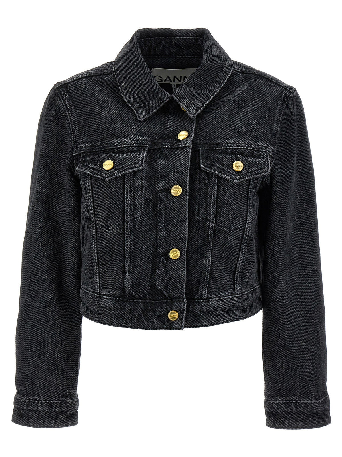 Ganni Women Cropped Denim Jacket GANNI