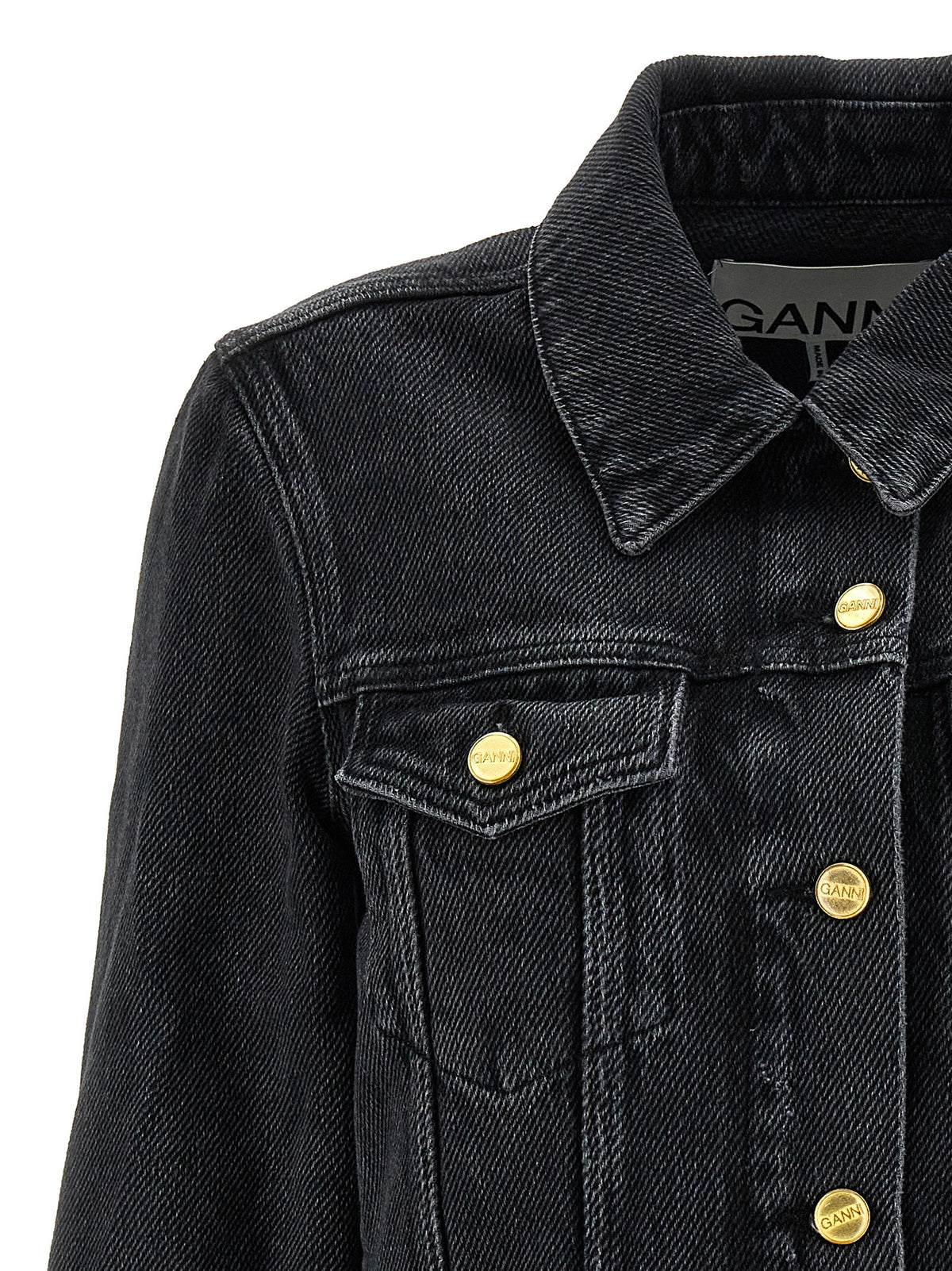 Ganni Women Cropped Denim Jacket GANNI