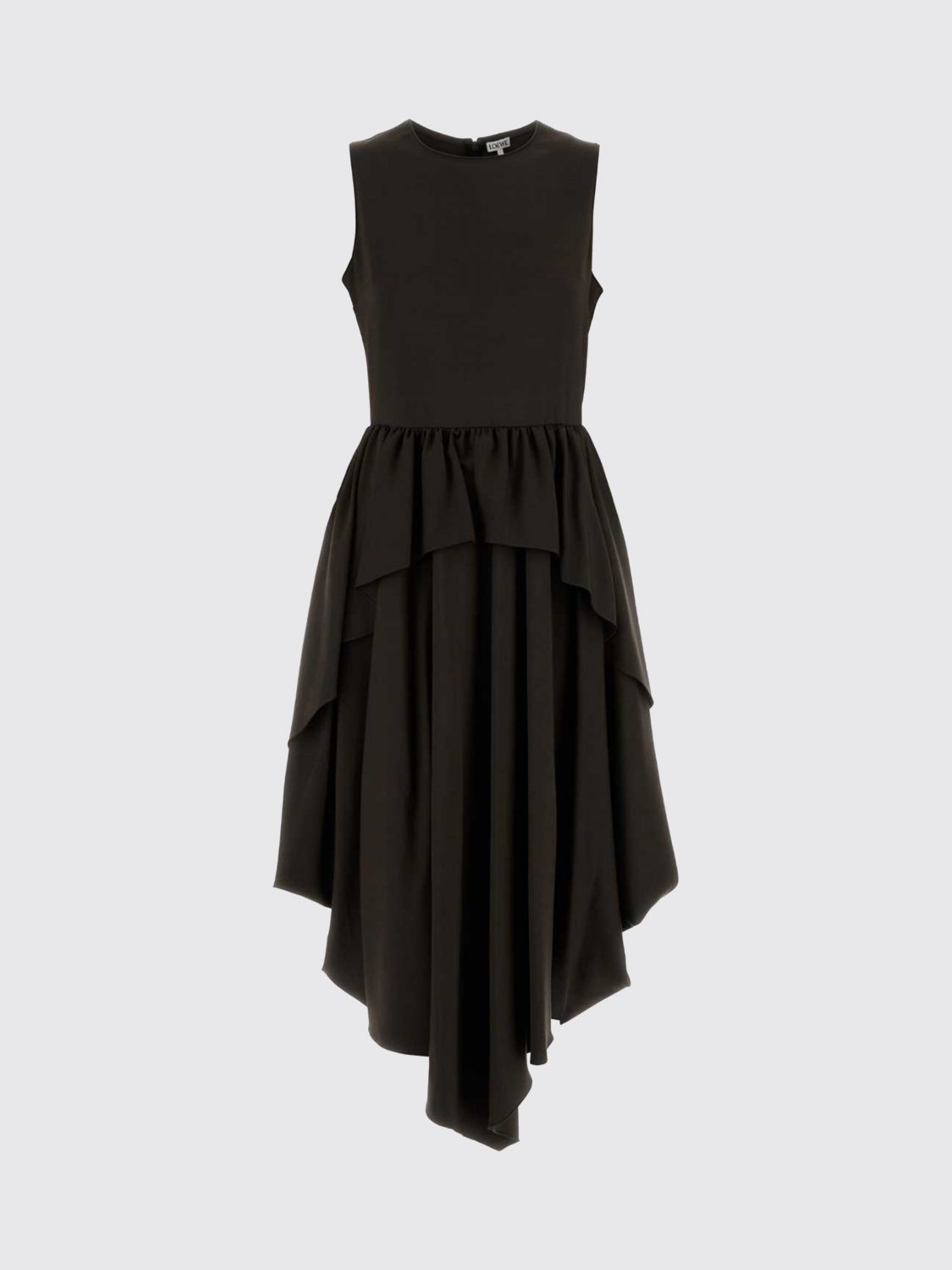 Loewe Women Loewe Sleeveless Slim Fit Asymmetrical Wool-Blend Midi Dress LOEWE