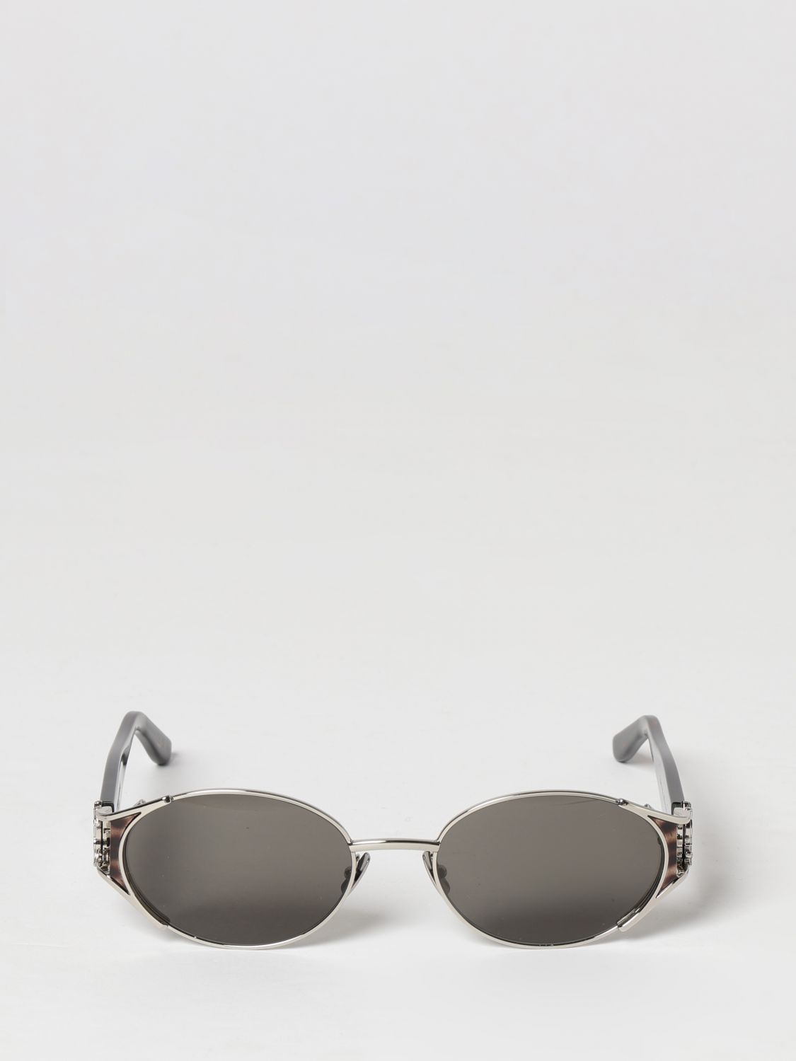 Saint Laurent Women Saint Laurent Tortoiseshell Oval Sunglasses With Metal Ysl Logo SAINT LAURENT