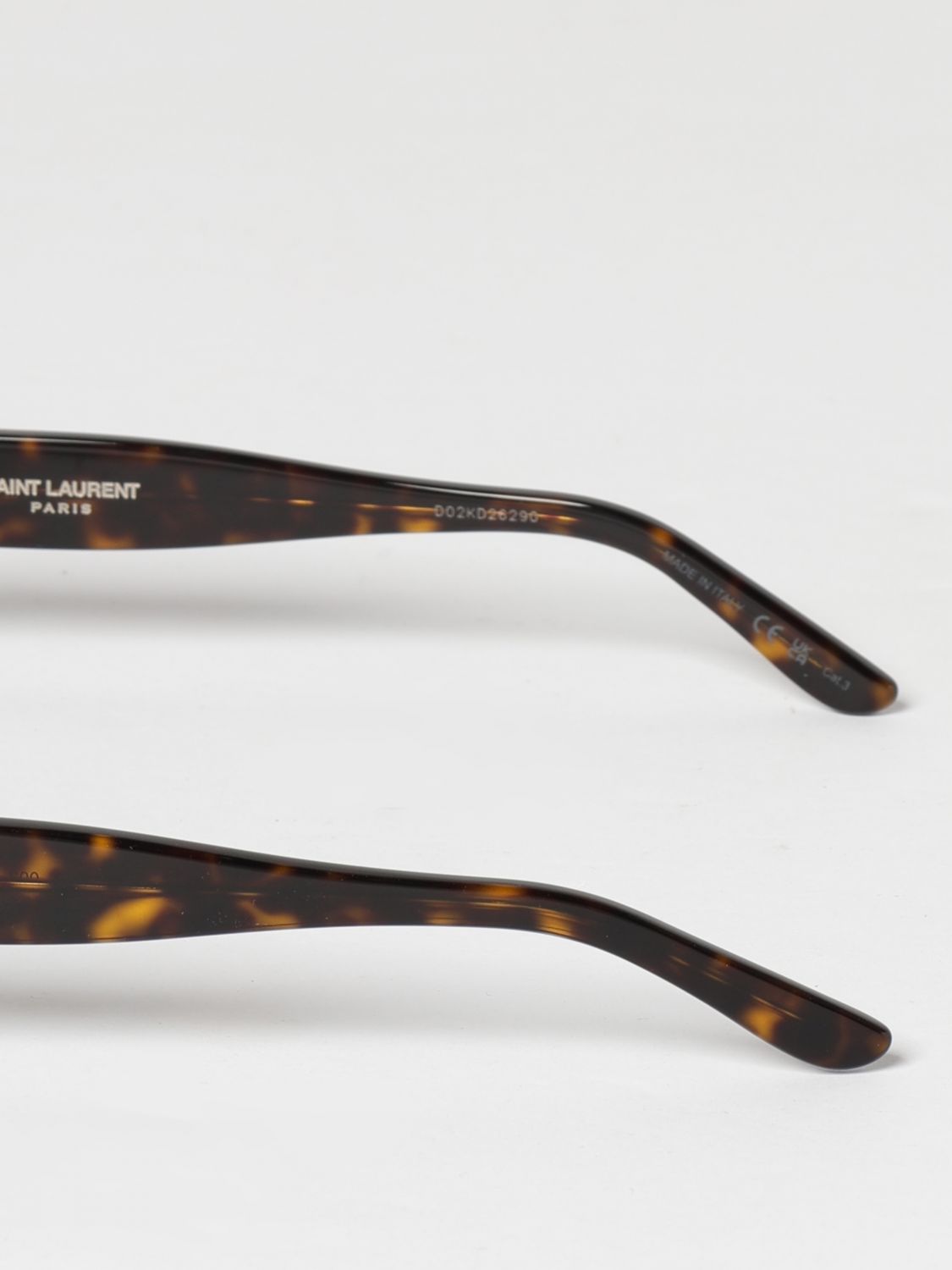 Saint Laurent Women Saint Laurent Tortoiseshell Oval Sunglasses With Metal Ysl Logo SAINT LAURENT