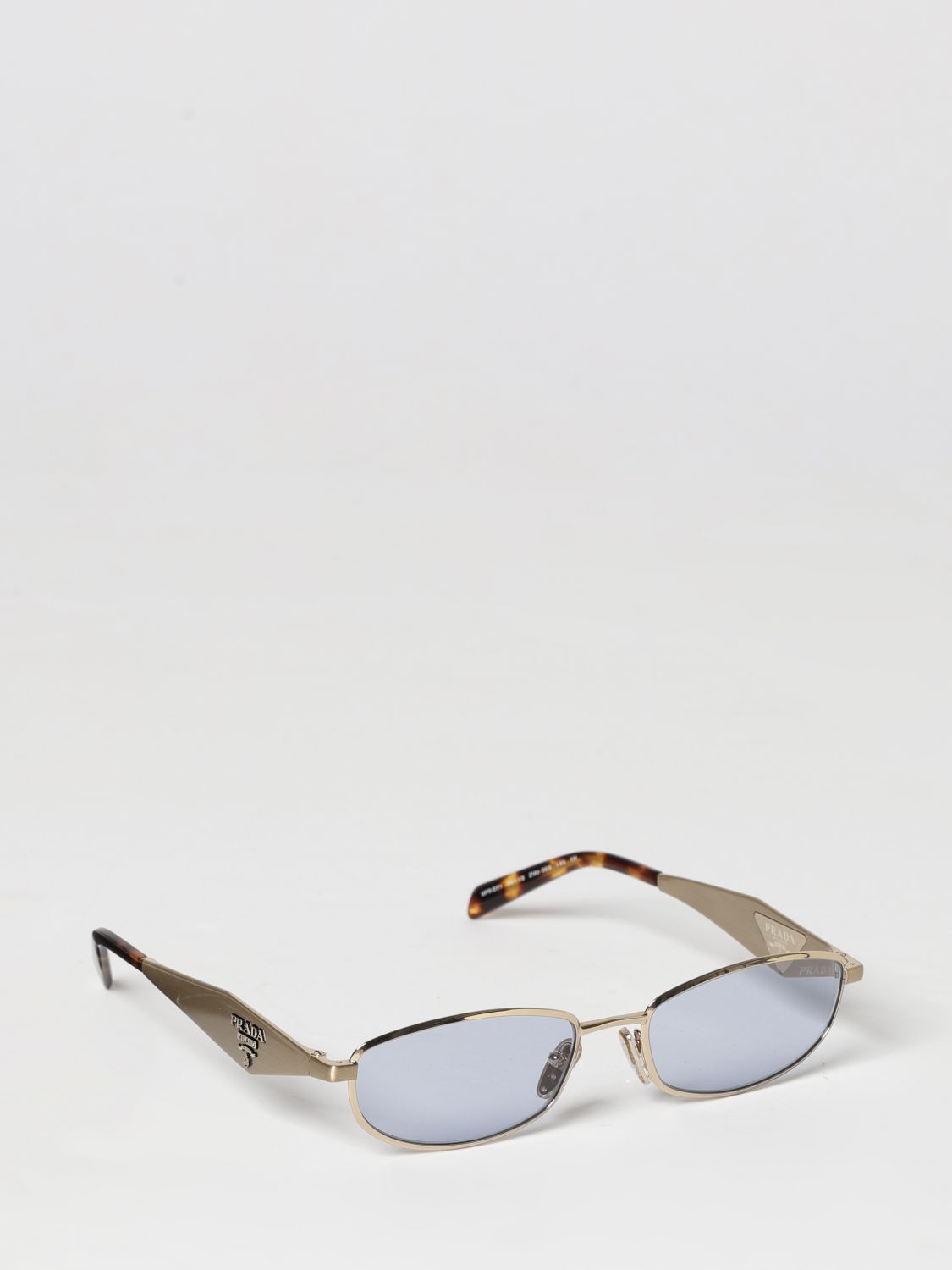 Prada Women Rectangular Metal Sunglasses Prada With Embossed Lettering Logo PRADA