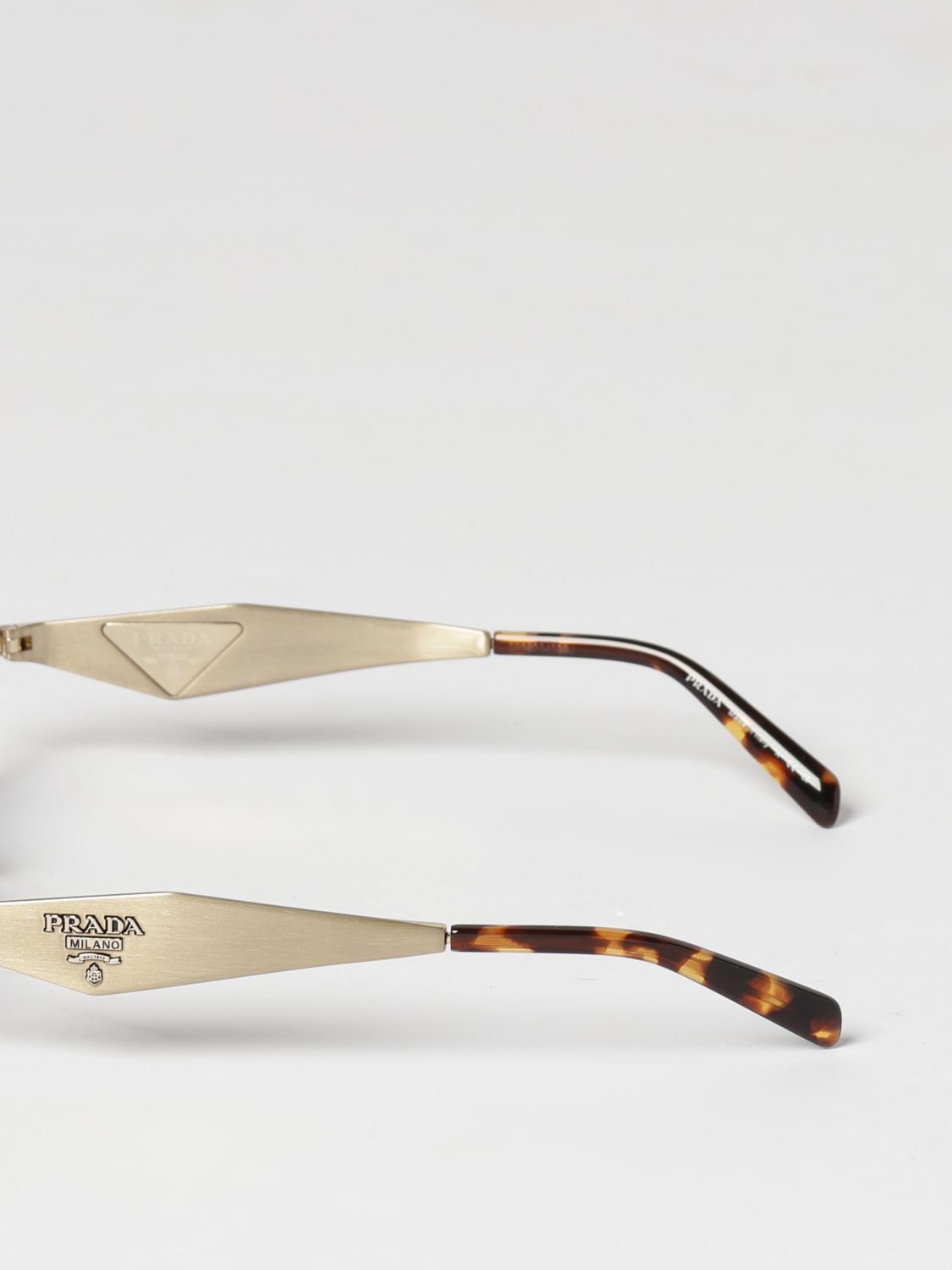 Prada Women Rectangular Metal Sunglasses Prada With Embossed Lettering Logo PRADA