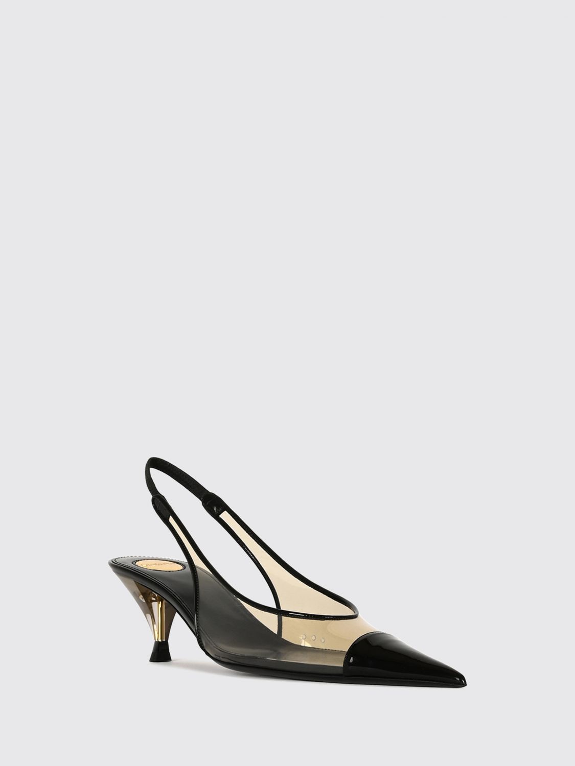 Saint Laurent Women Fanny Bicolor Patent Leather Slingback Pumps Saint Laurent With A Mid Flared Heel SAINT LAURENT