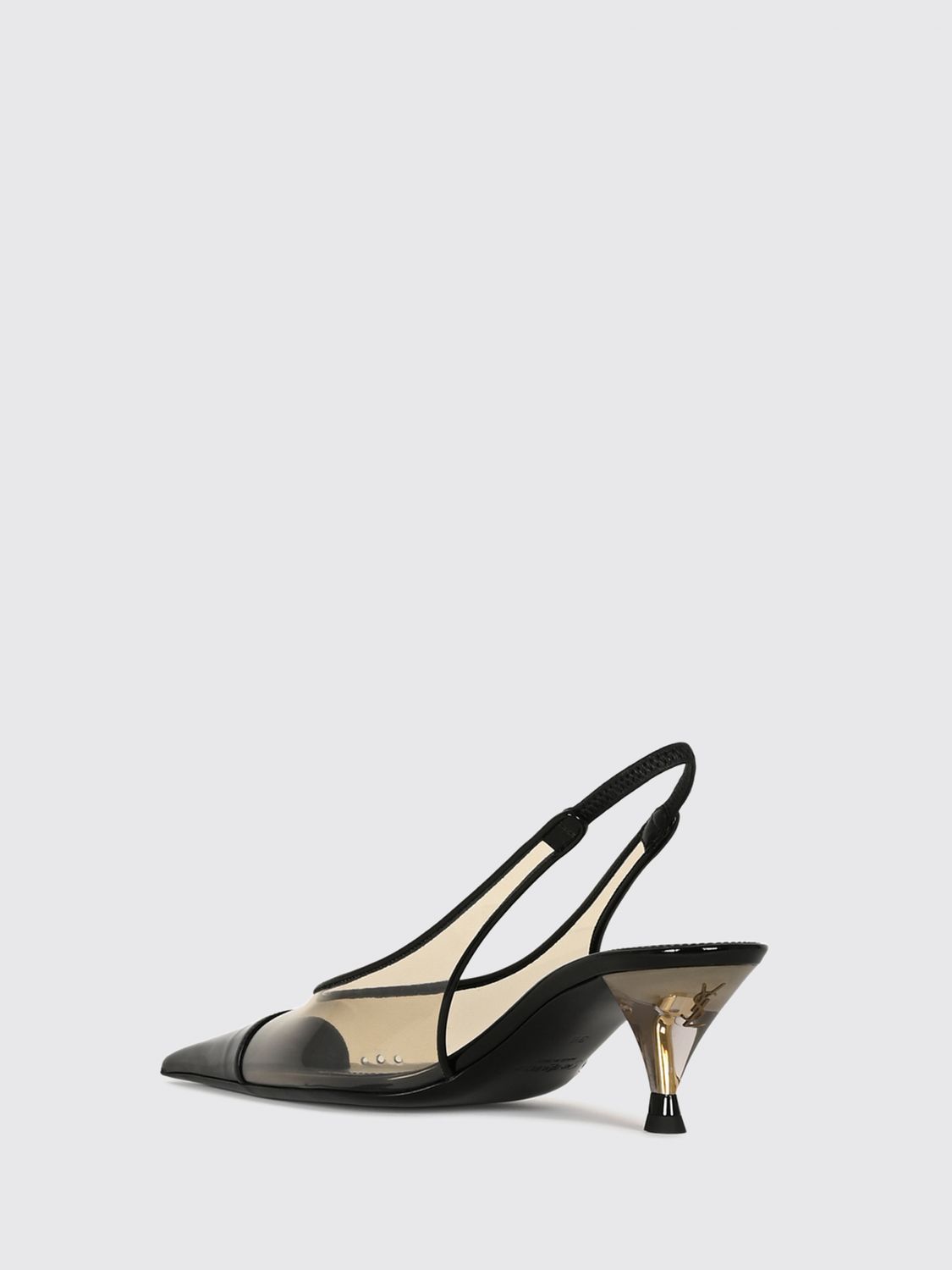 Saint Laurent Women Fanny Bicolor Patent Leather Slingback Pumps Saint Laurent With A Mid Flared Heel SAINT LAURENT