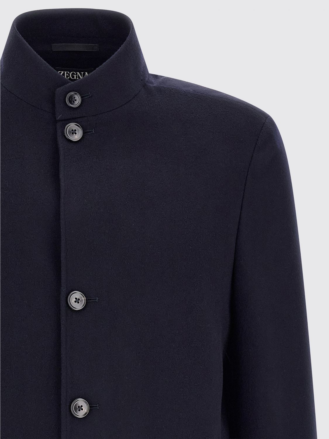 Zegna Men Single-Breasted Pure Cashmere Blazer Zegna With Mandarin Collar ZEGNA