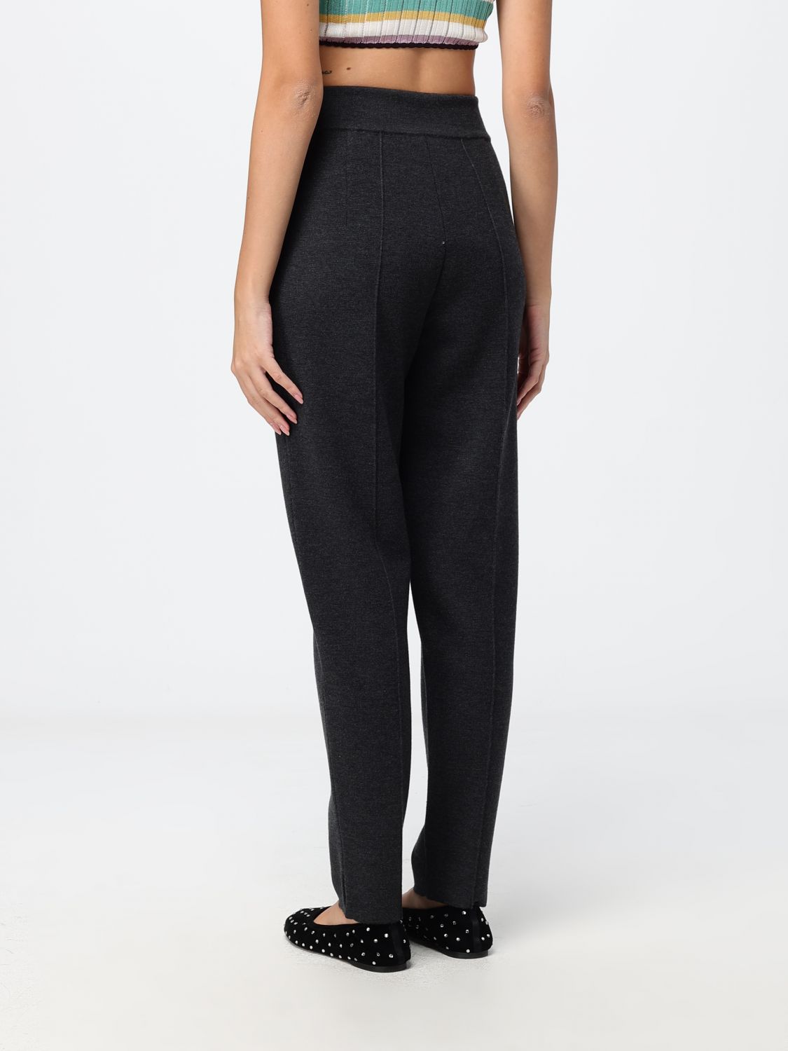Alaia Women Alaia Straight-Leg High-Waisted Wool Knit Trousers With Slash Pockets ALAIA