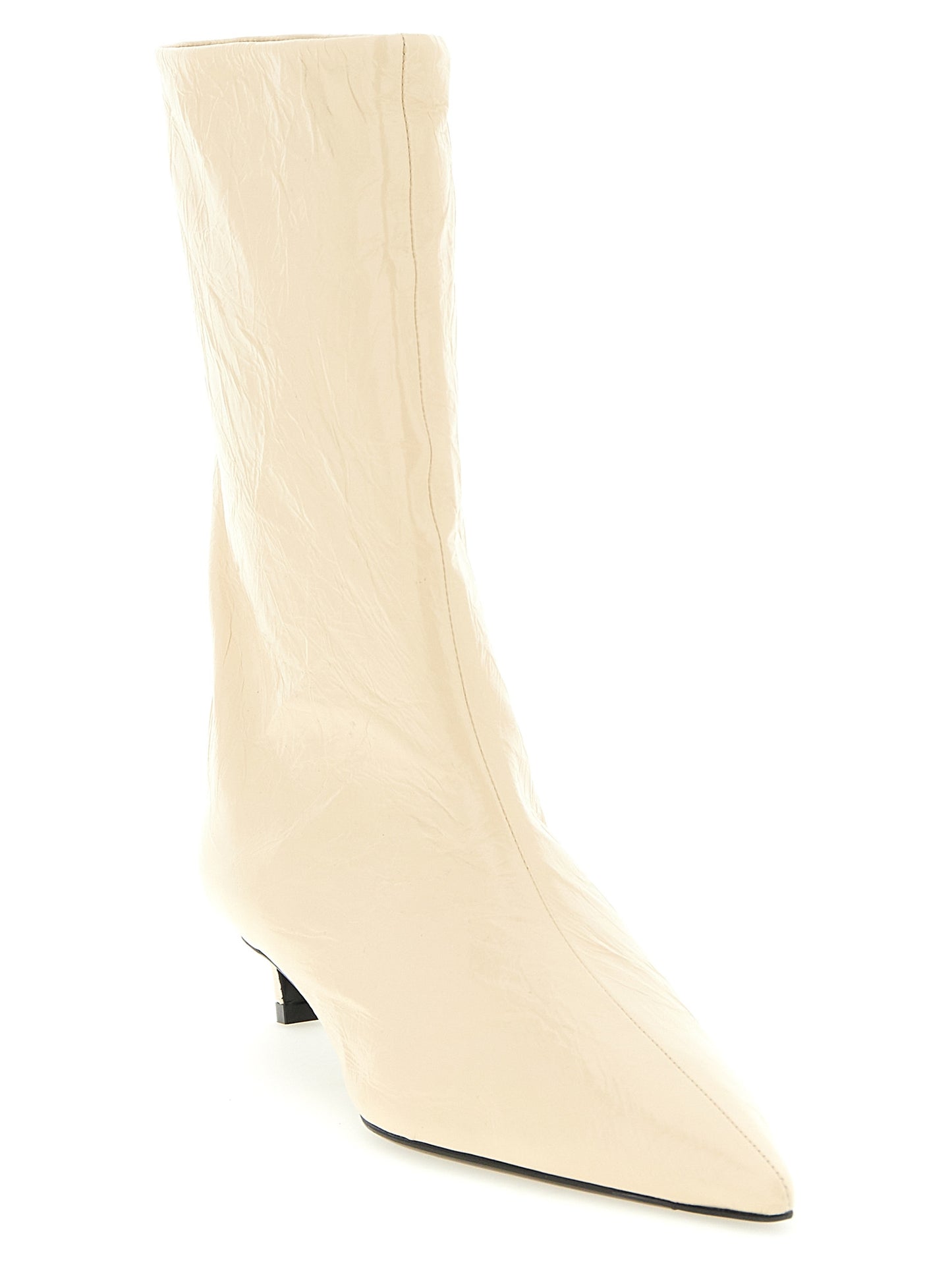 Jil Sander Women Craquelé Leather Ankle Boots JIL SANDER