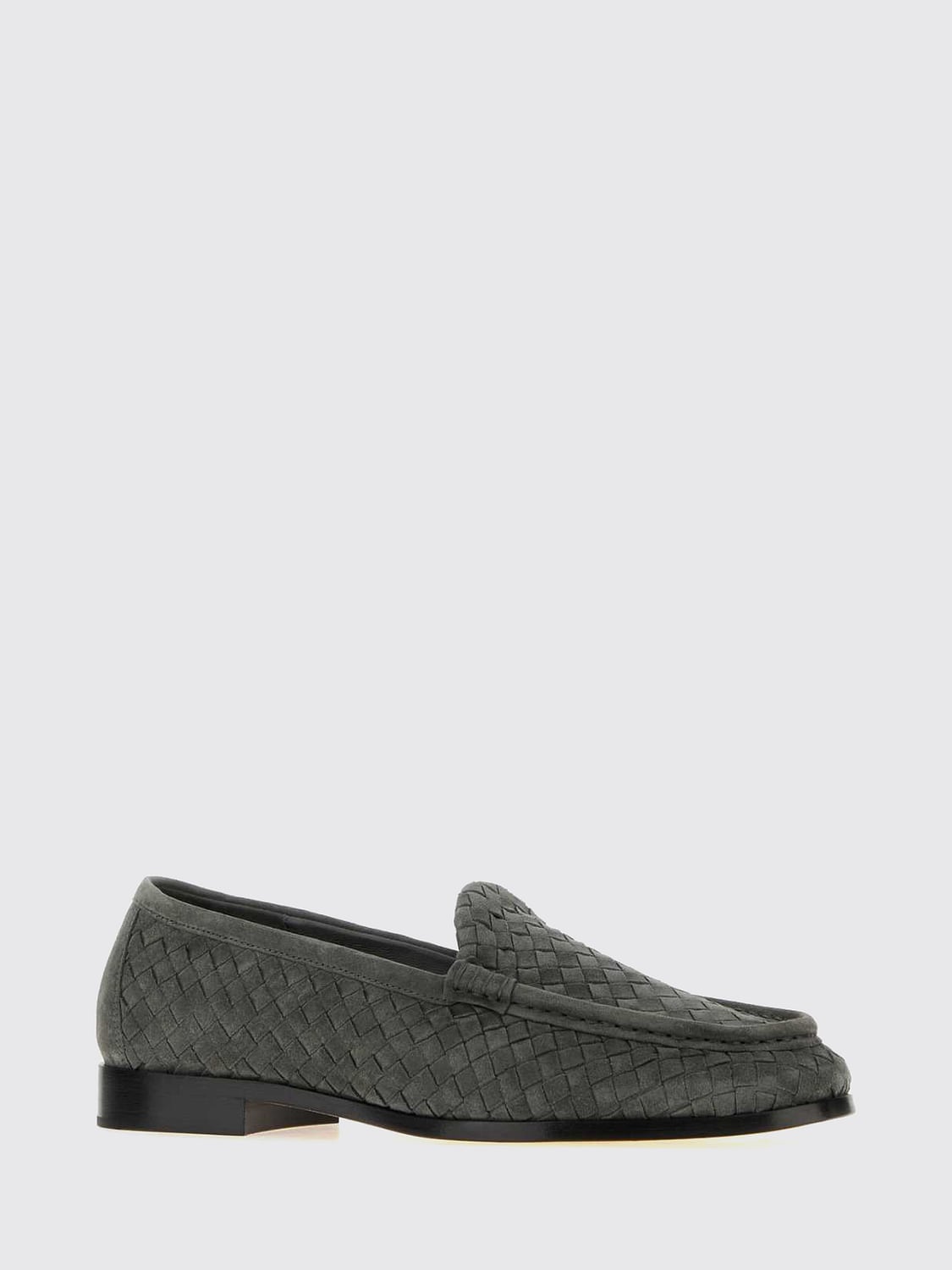 Bottega Veneta Men Silenzio Suede Loafers With Intrecciato Weave By Bottega Veneta BOTTEGA VENETA