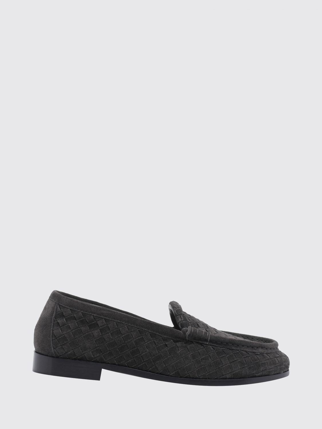 Bottega Veneta Men Silenzio Suede Loafers With Intrecciato Weave By Bottega Veneta BOTTEGA VENETA