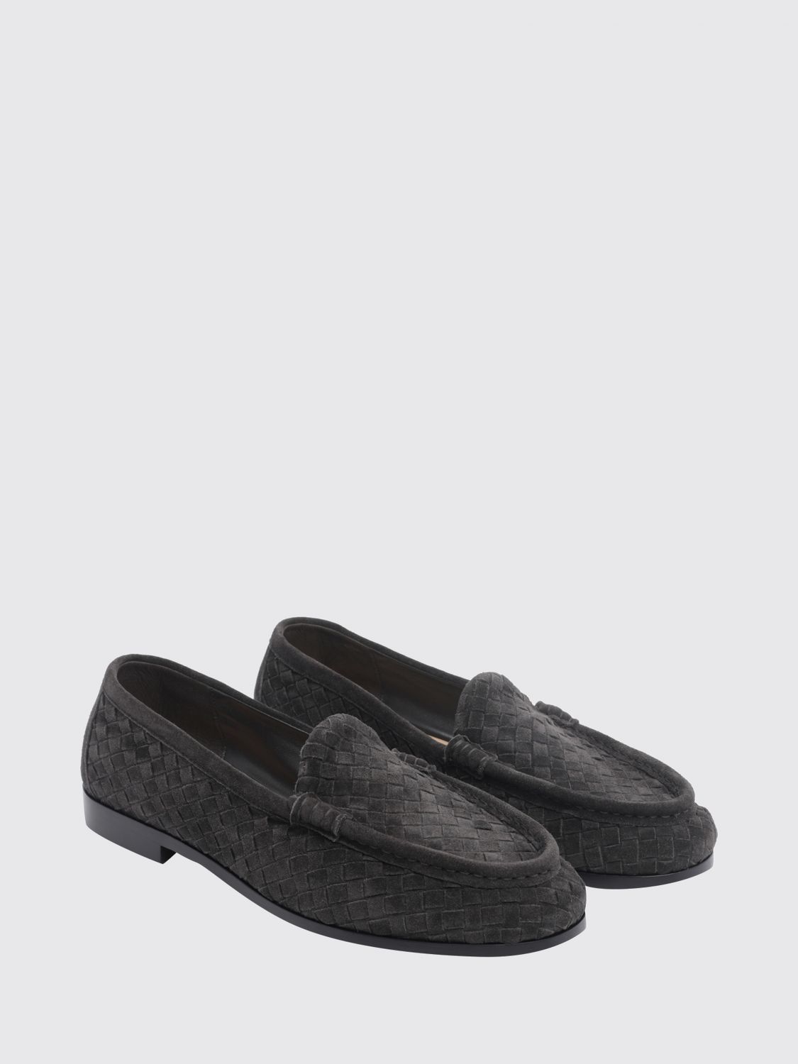 Bottega Veneta Men Silenzio Suede Loafers With Intrecciato Weave By Bottega Veneta BOTTEGA VENETA