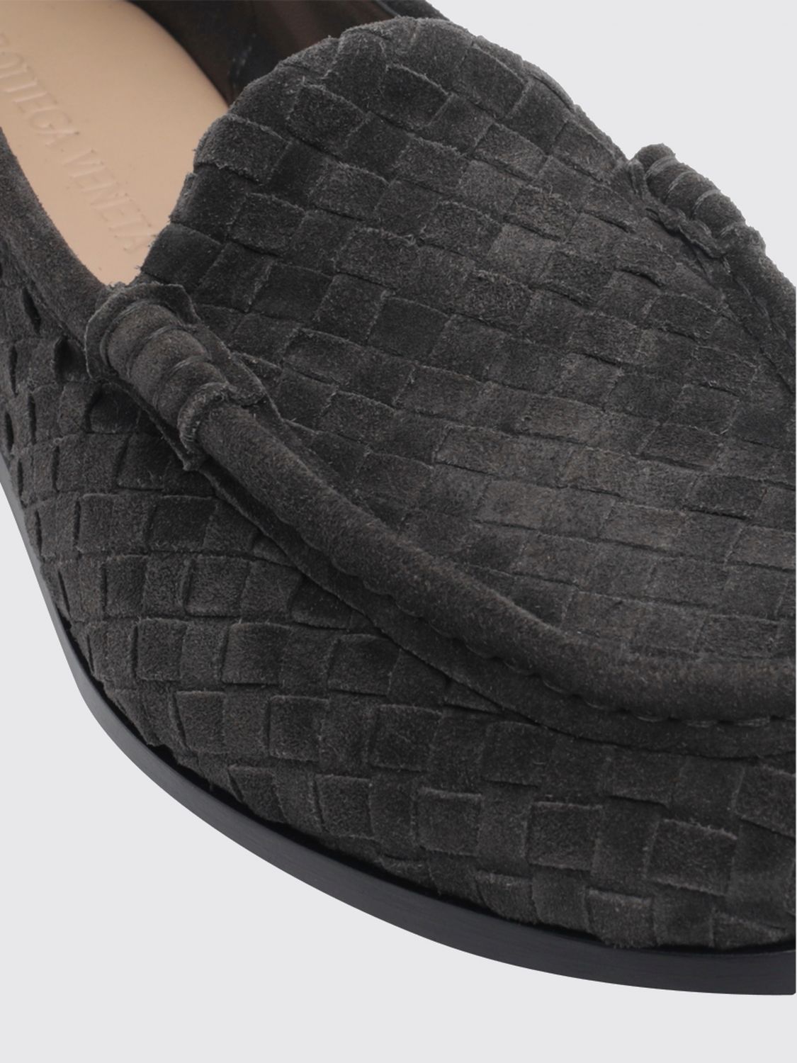 Bottega Veneta Men Silenzio Suede Loafers With Intrecciato Weave By Bottega Veneta BOTTEGA VENETA
