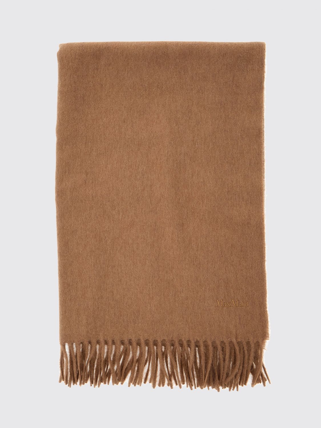 Max Mara Women Max Mara Pure Wool Scarf With Embroidered Logo And Fringed Hem MAX MARA