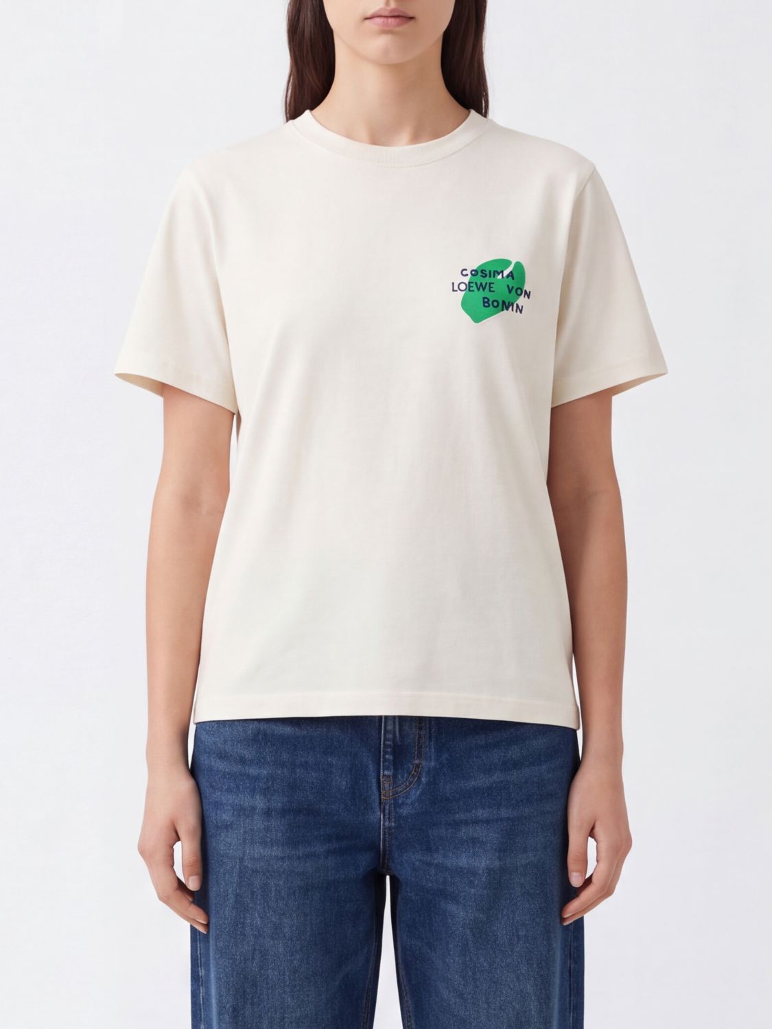 Loewe Women Loewe Cotton T-Shirt With Contrast Logo On The Front LOEWE