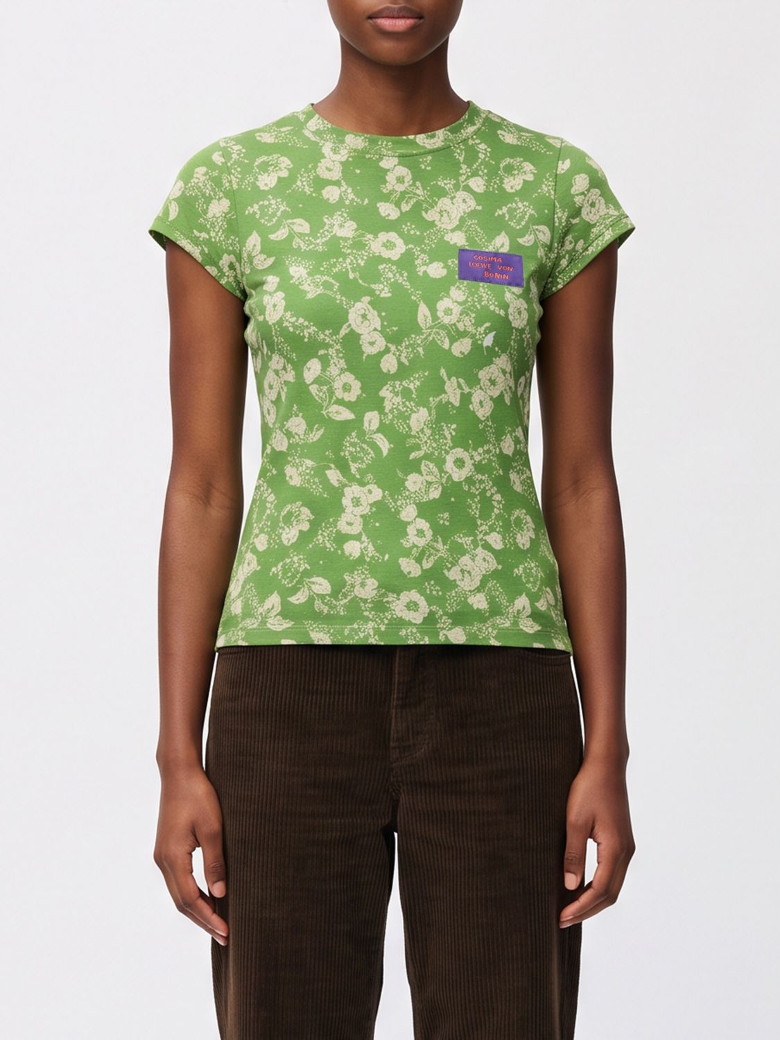 Loewe Women Loewe Slim Fit Floral Print And Logo Cotton T-Shirt LOEWE