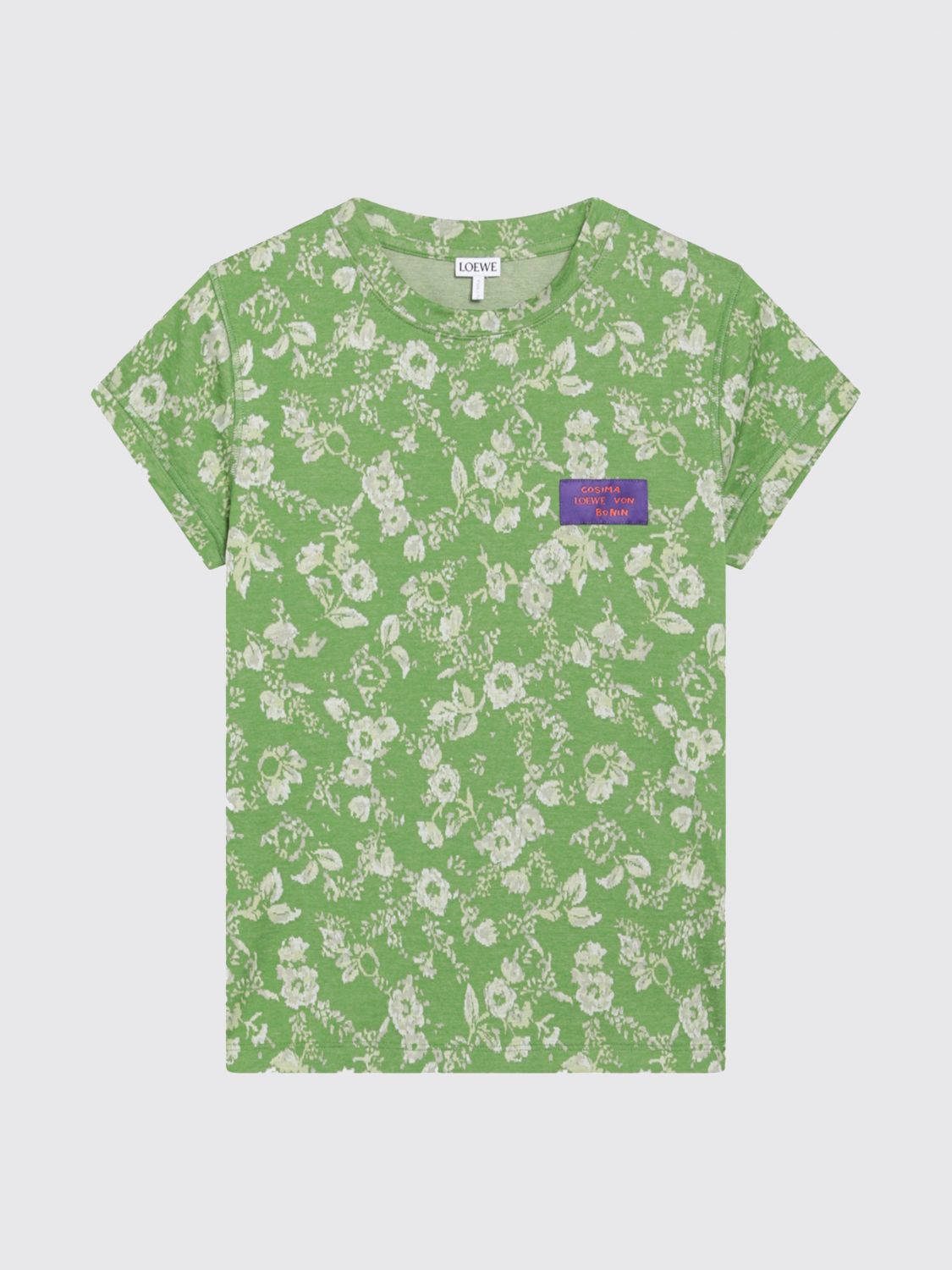 Loewe Women Loewe Slim Fit Floral Print And Logo Cotton T-Shirt LOEWE