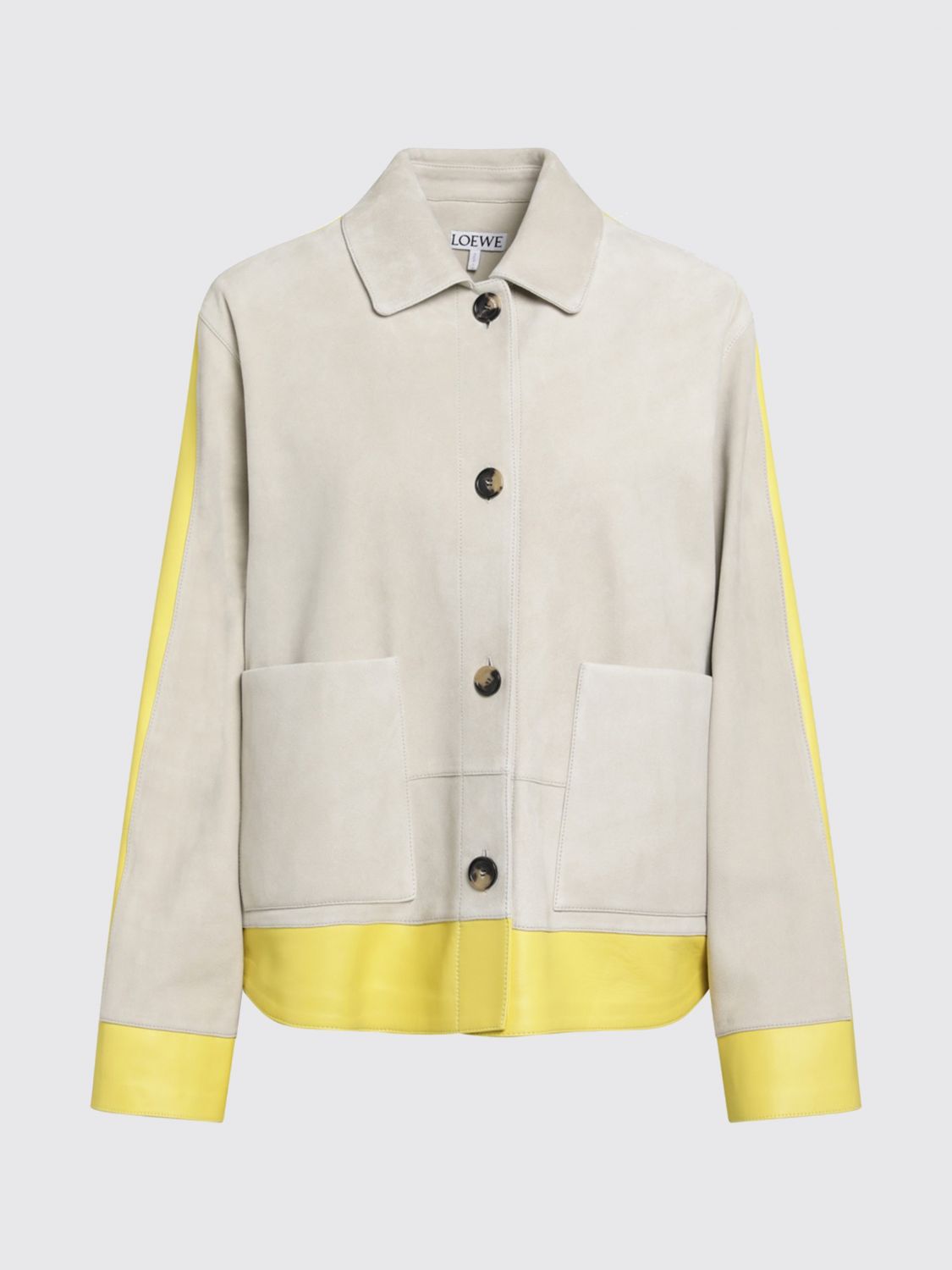 Loewe Women Suede Leather Shirt Jacket Loewe With Patch Pockets LOEWE