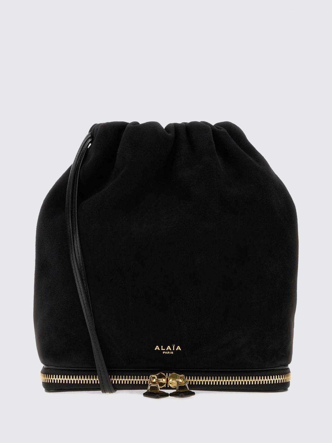 Alaia Women Le Pochon Mini Suede Bucket Bag Alaia With Drawstring Closure ALAIA