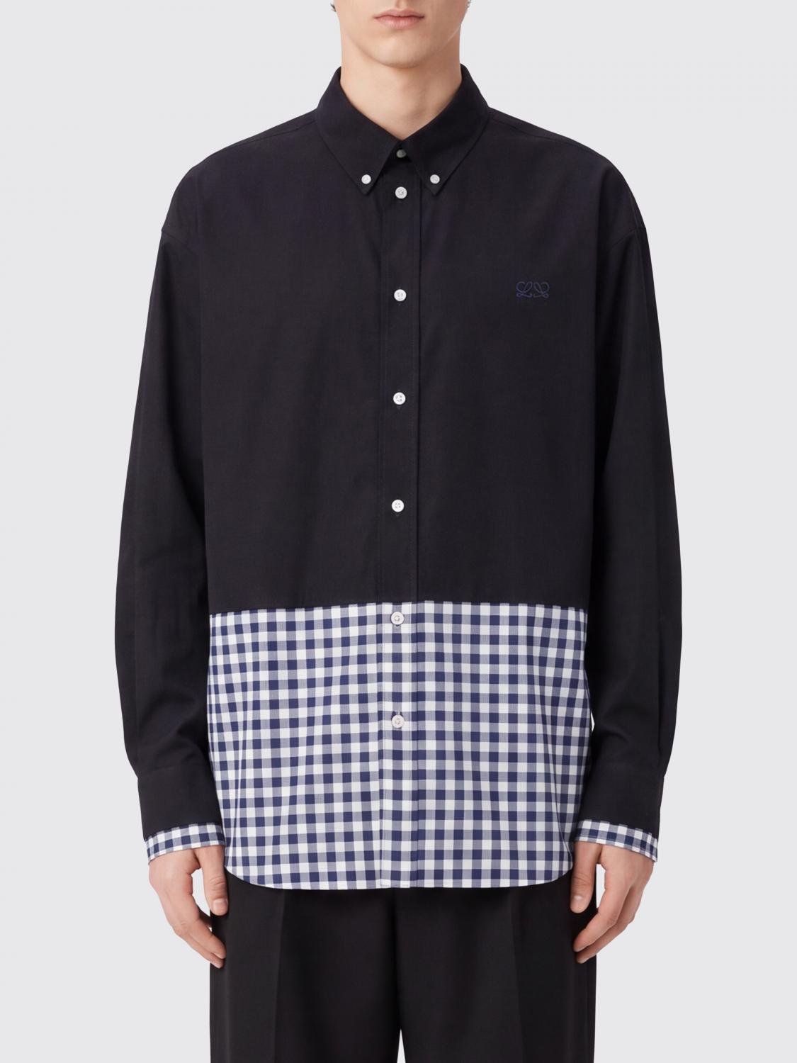 Loewe Men Loewe Check Cotton Shirt With Relaxed Fit And Button-Down Collar LOEWE