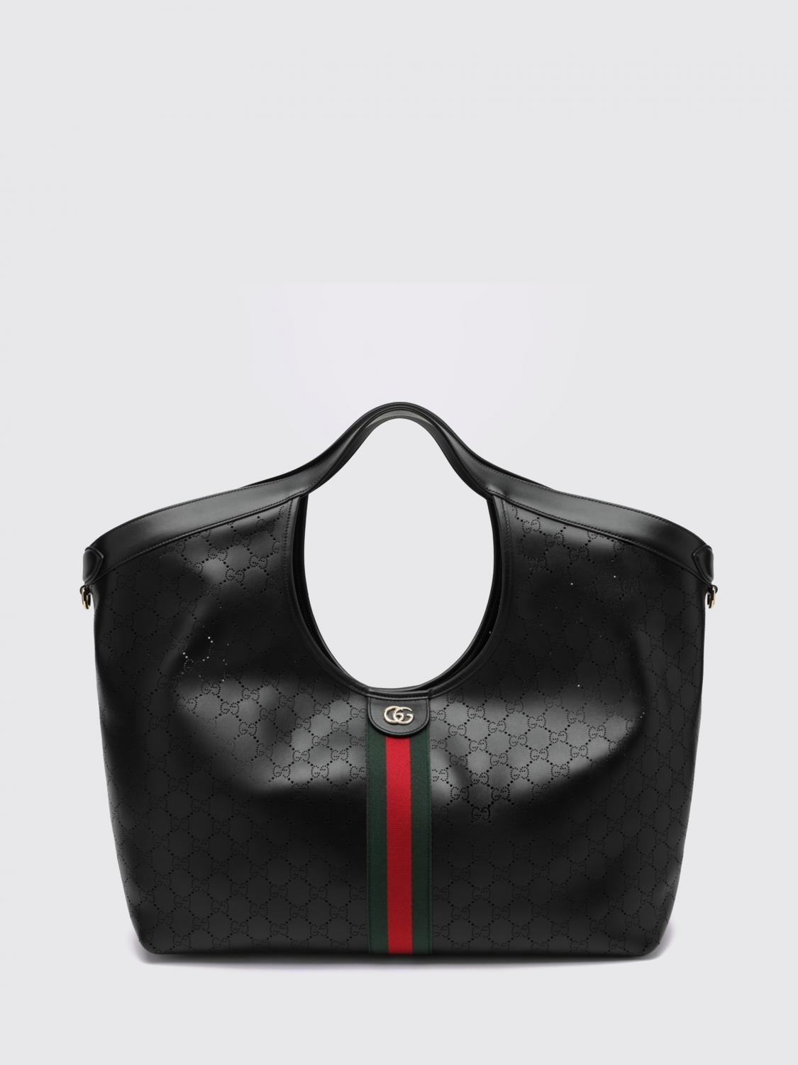 Gucci Women Giglio Large Perforated Gg Monogram Leather Tote Gucci With Pouch GUCCI