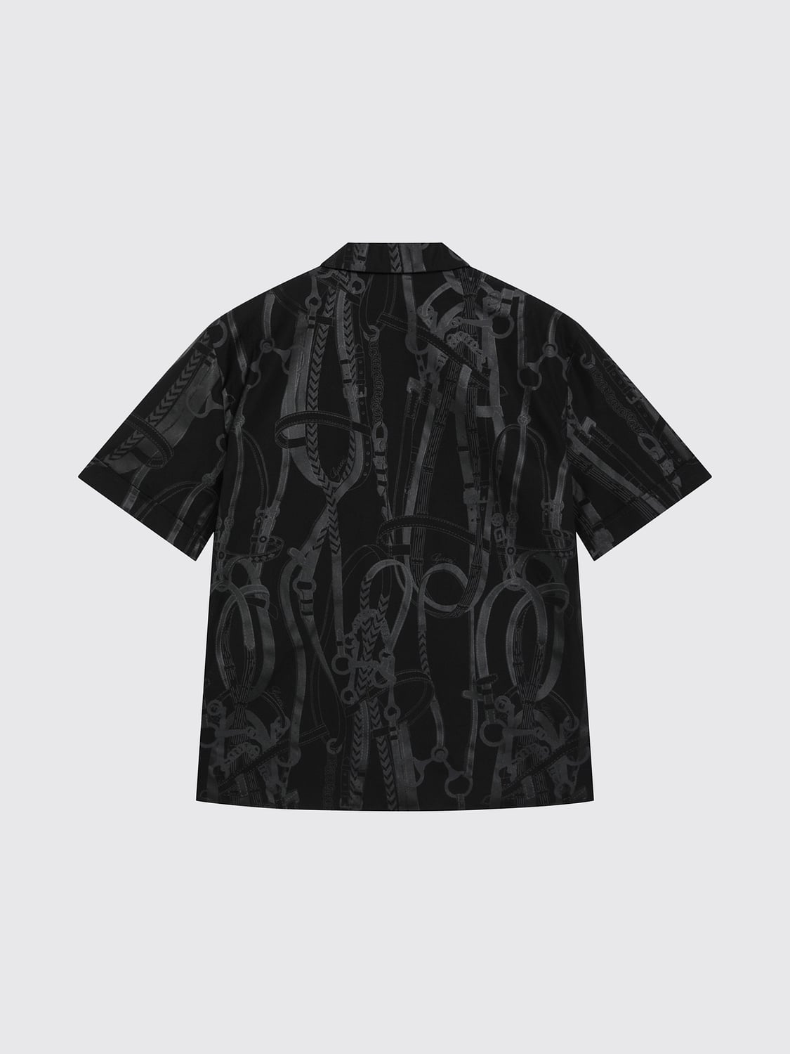 Gucci Men Gucci Black Silk Bowling Shirt With Graphic Print And Cuban Collar GUCCI