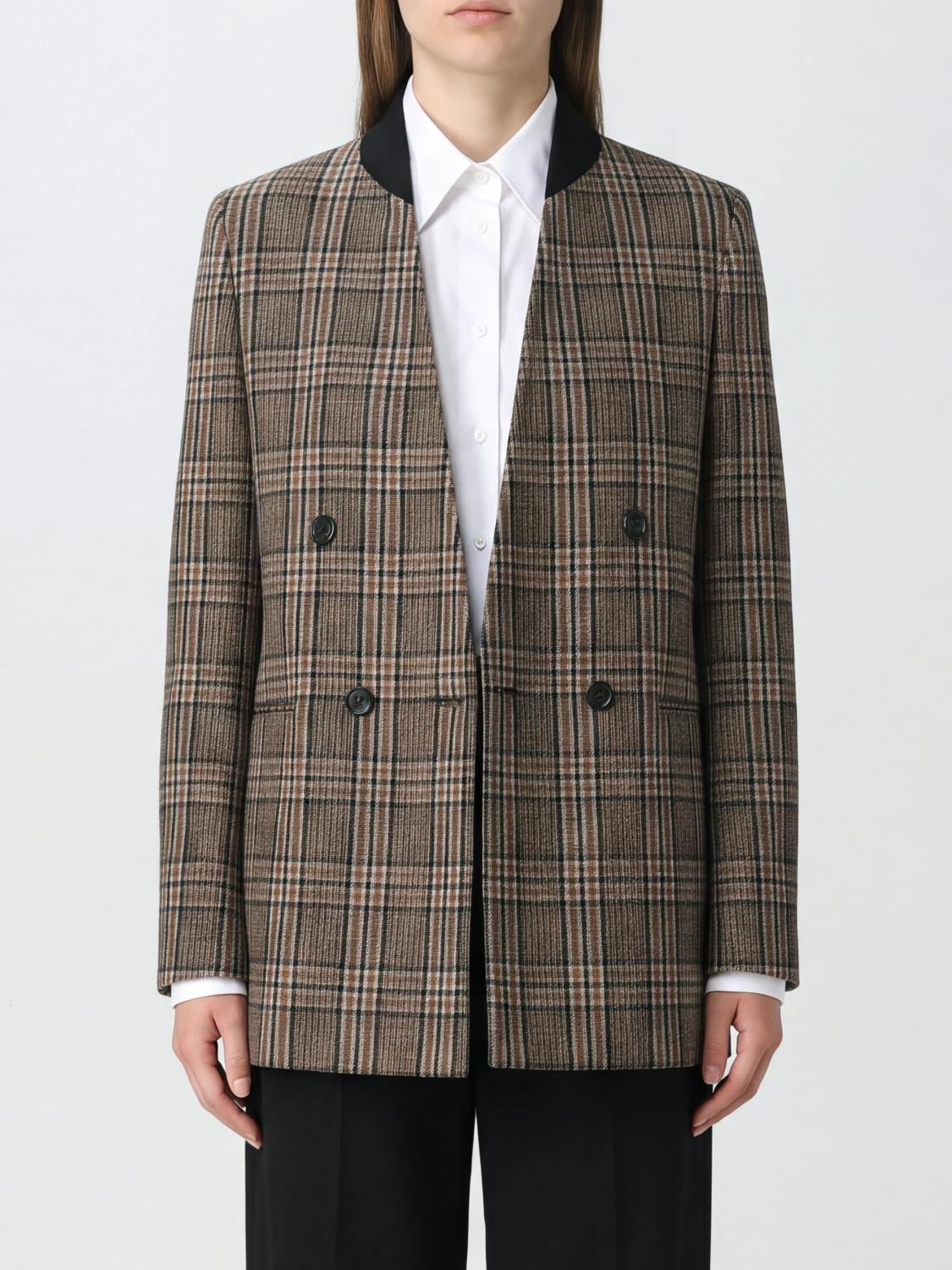 Max Mara Women Double-Breasted Virgin Wool Blazer Max Mara With Tartan Pattern MAX MARA