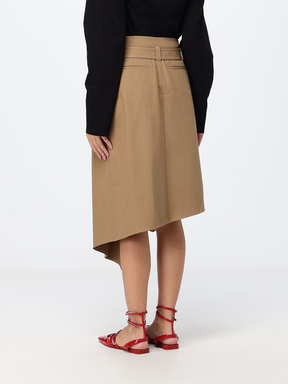 Loewe Women Loewe Asymmetrical High-Waisted Cotton Midi Skirt With Adjustable Belt LOEWE